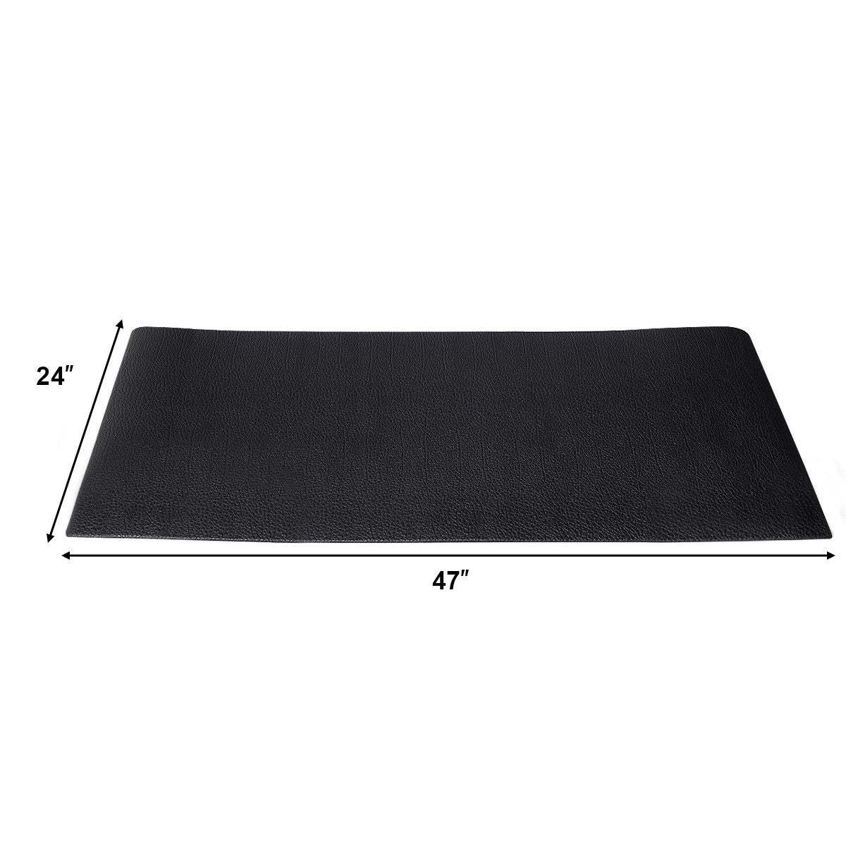 Black textured high-density PVC Equipment Mat for Home, 47 by 24 inches, thickened for floor protection and noise reduction.