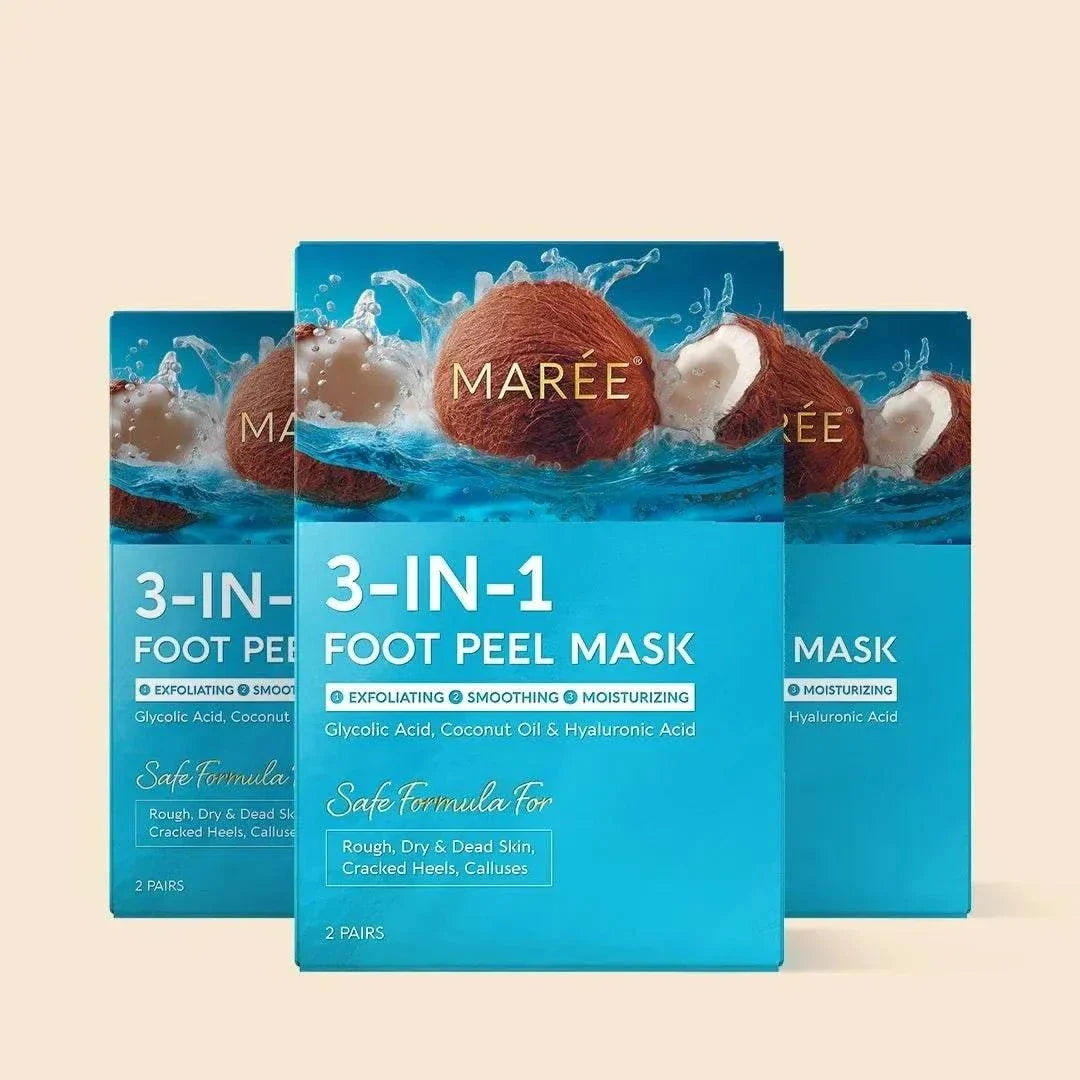Marée 3-in-1 exfoliating and hydrating foot mask with coconut oil