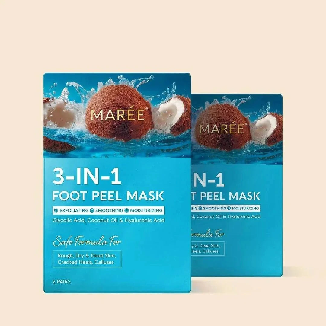 Marée 3-in-1 exfoliating hydrating foot peel mask with coconut oil