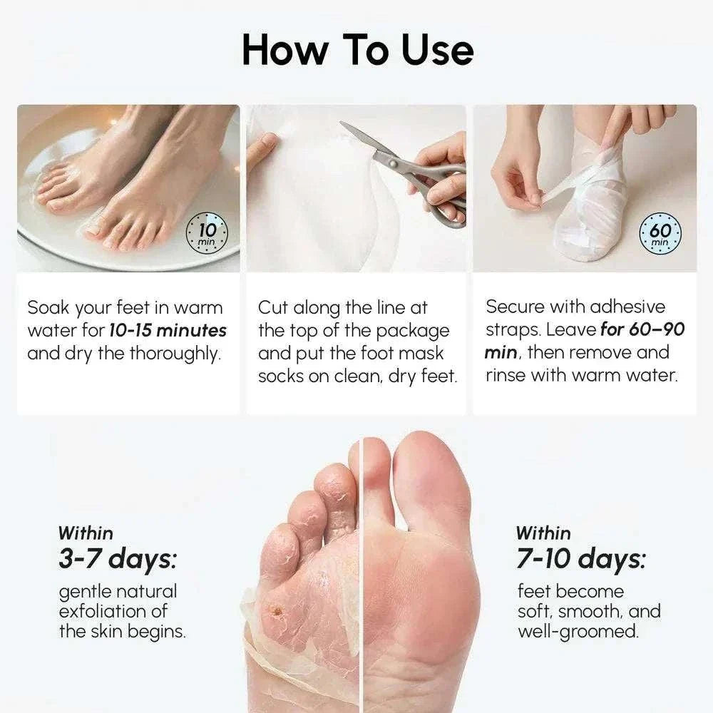 Marée hydrating foot peel mask for exfoliating and softening feet