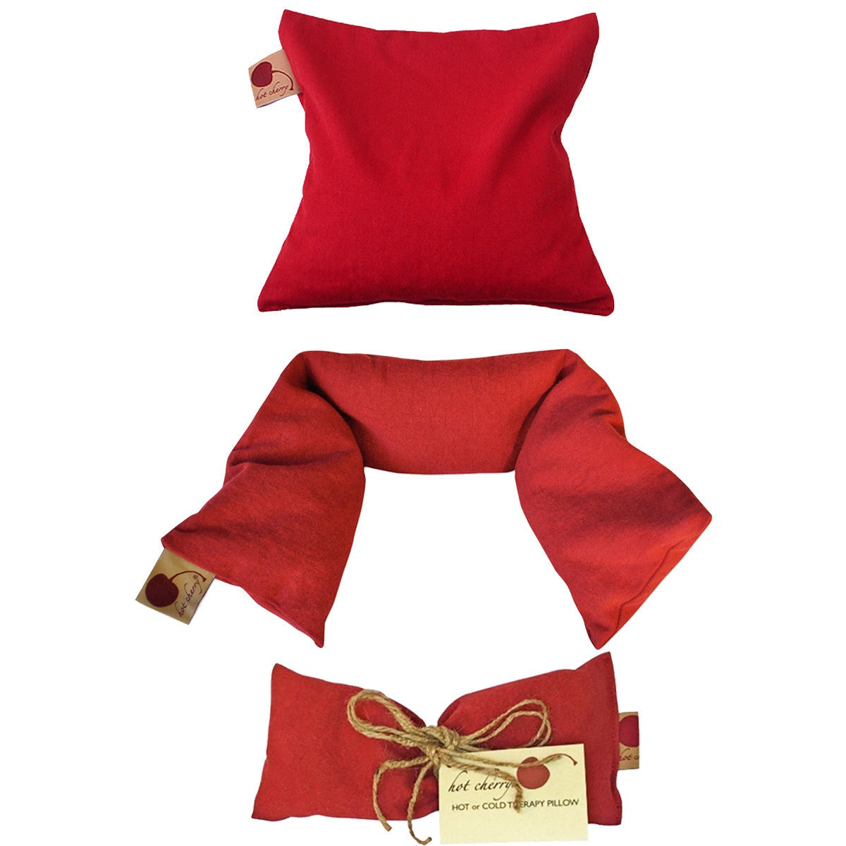 Feel Better Pack red denim eye pillow neck wrap and square heat pack