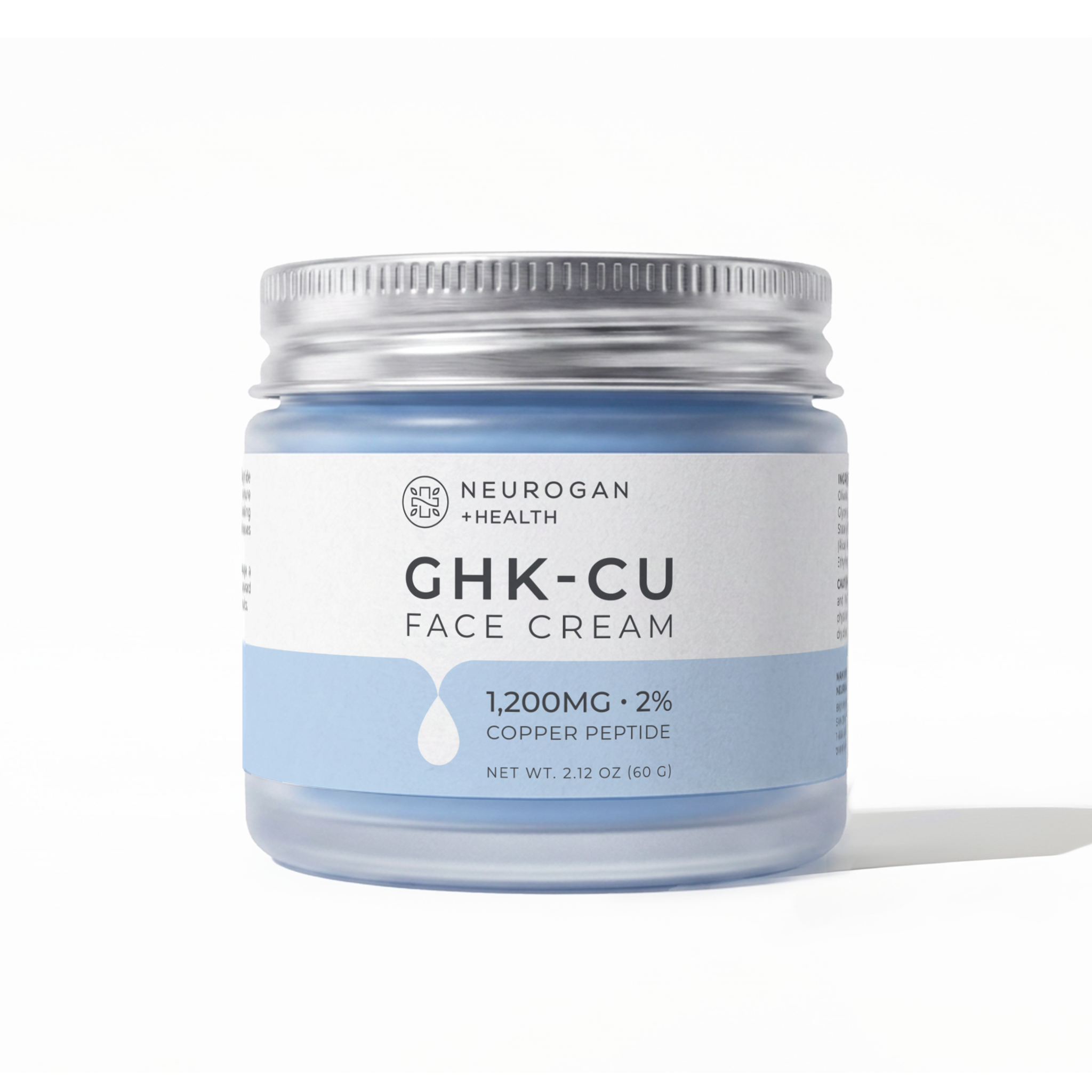GHK-Cu copper peptide face cream in white bottle for skincare