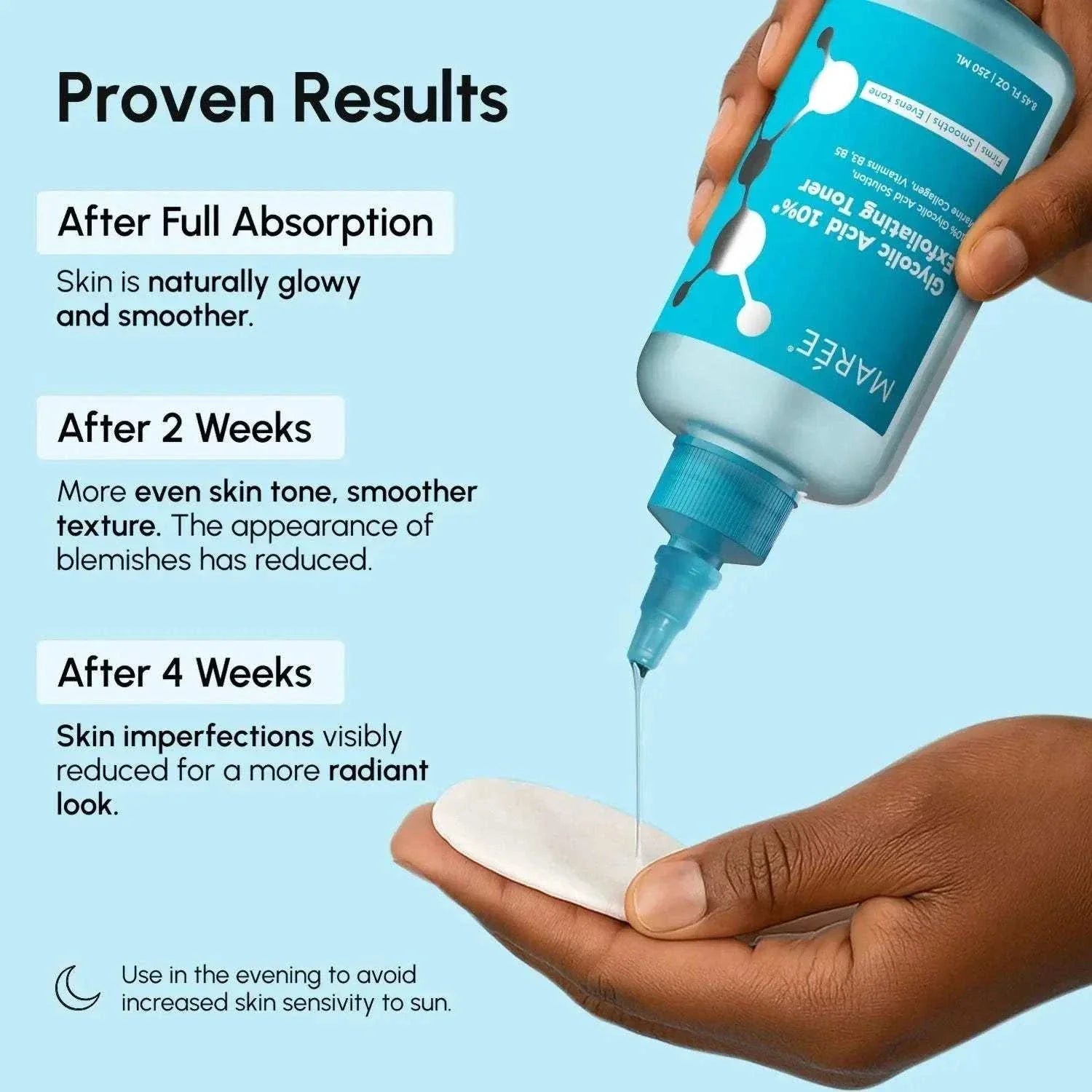 Glow Boost facial toner bottle with glycolic acid for exfoliating skin