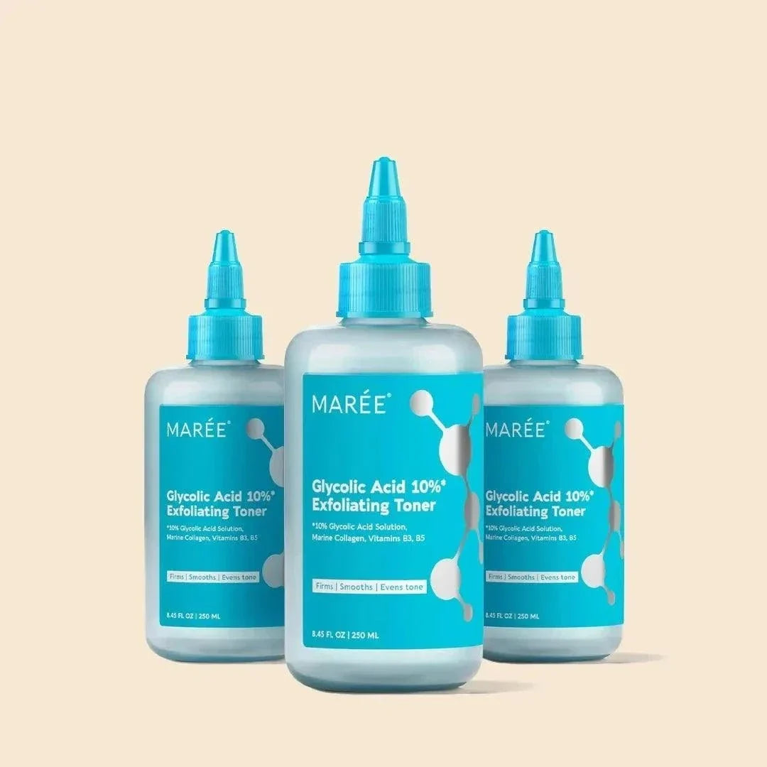 Glow Boost Glycolic Acid facial toner bottle on white background