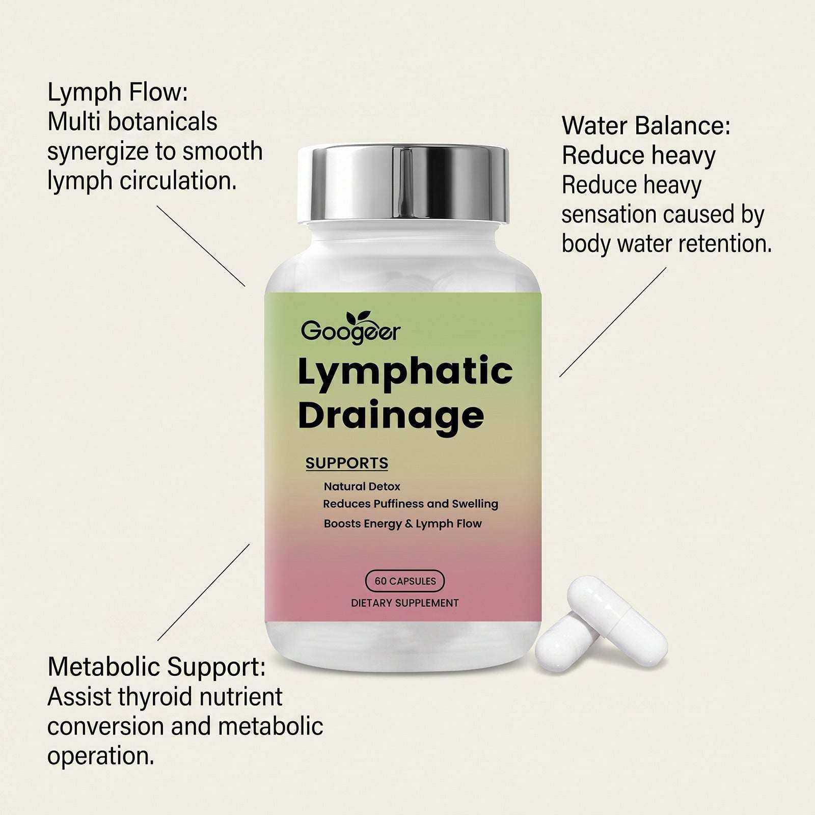 glucomannan dietary supplement capsules bottle with natural ingredients