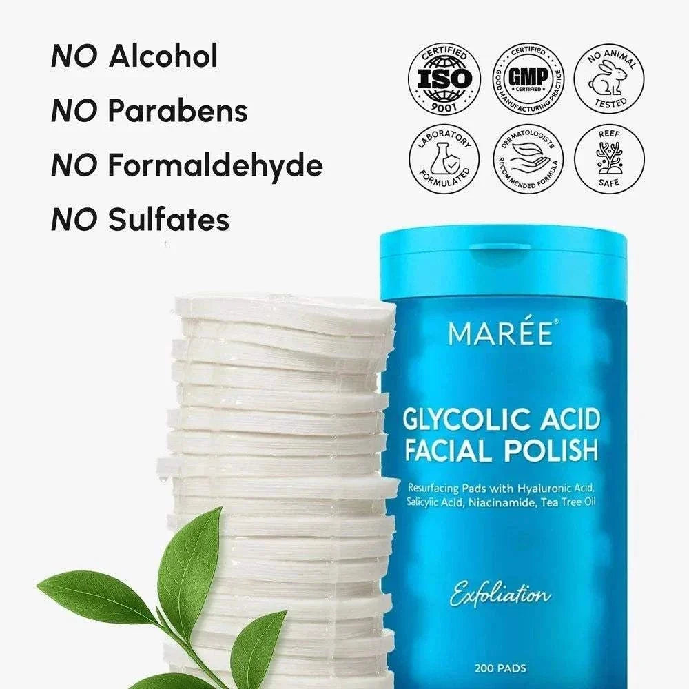 200 PCS Glycolic Acid face toner pads for exfoliating and glowing skin
