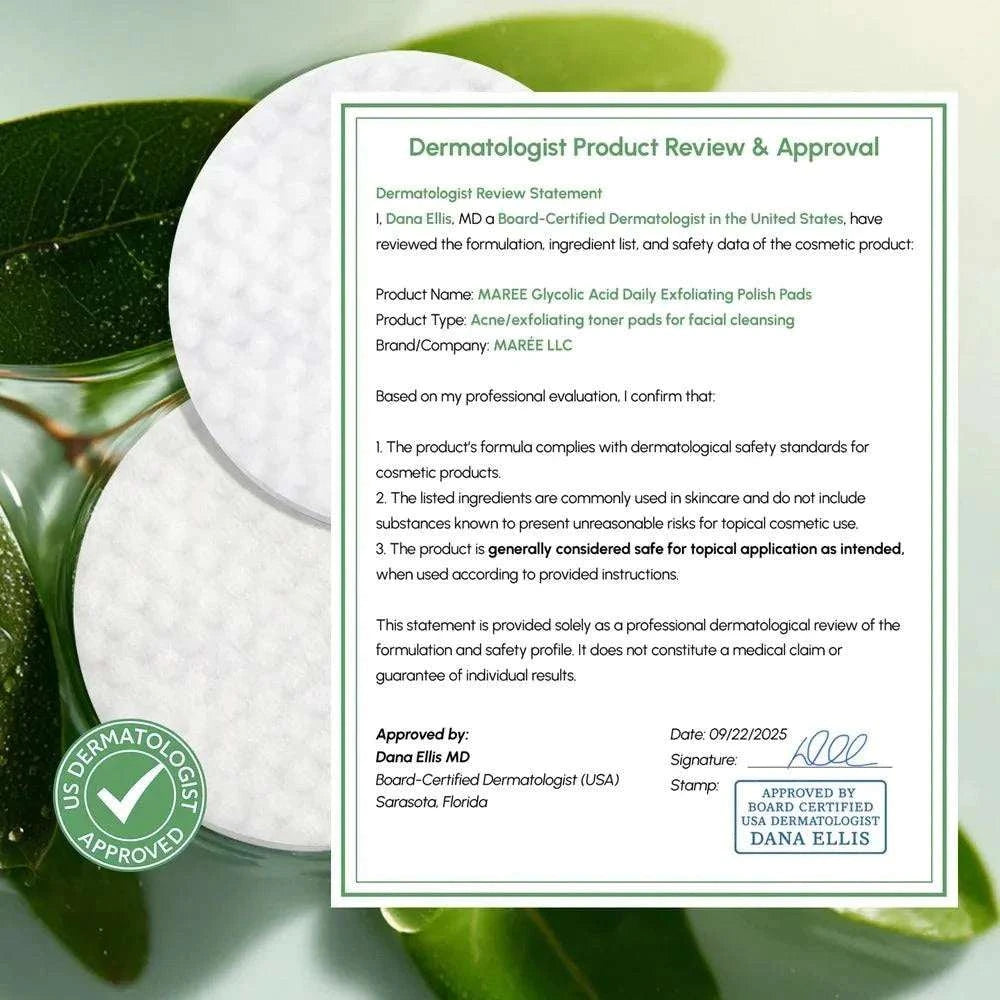 Glycolic acid exfoliating pads for glowing and smooth skin