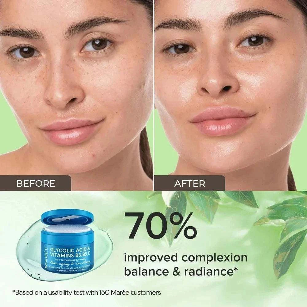 Glycolic acid exfoliating pads for glowing, smooth skin