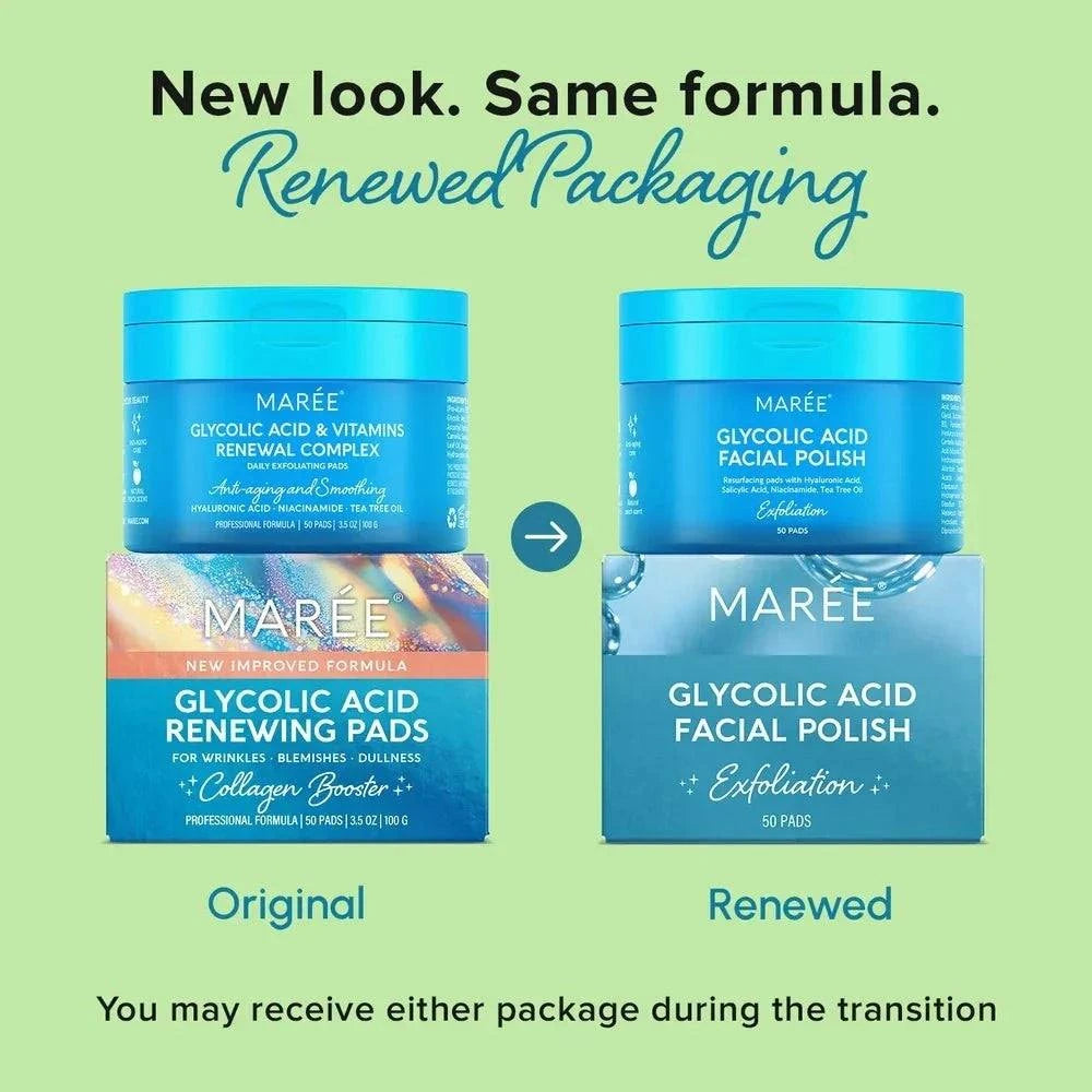 Glycolic acid exfoliating pads for glowing, smooth skin