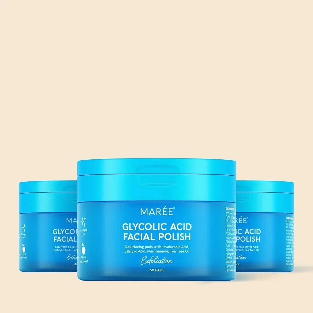 MARÉE glycolic acid exfoliating toner pads for glowing skin