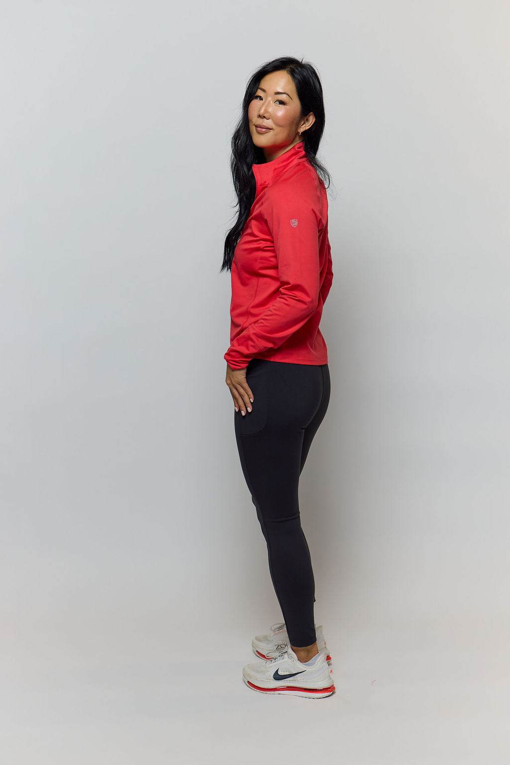 Go Again Full Length Legging in black stretch fabric with a smooth, solid finish and ankle-length fit