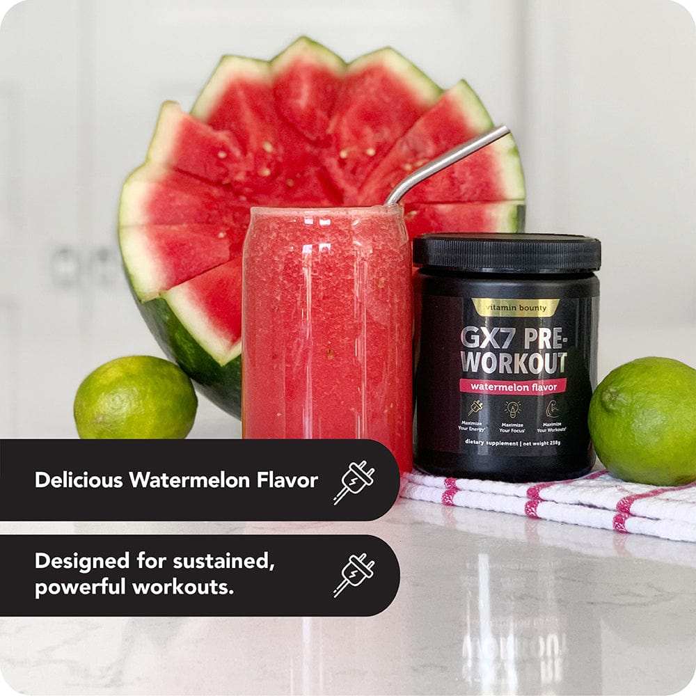 GX7 Pre-Workout Watermelon flavor supplement bottle