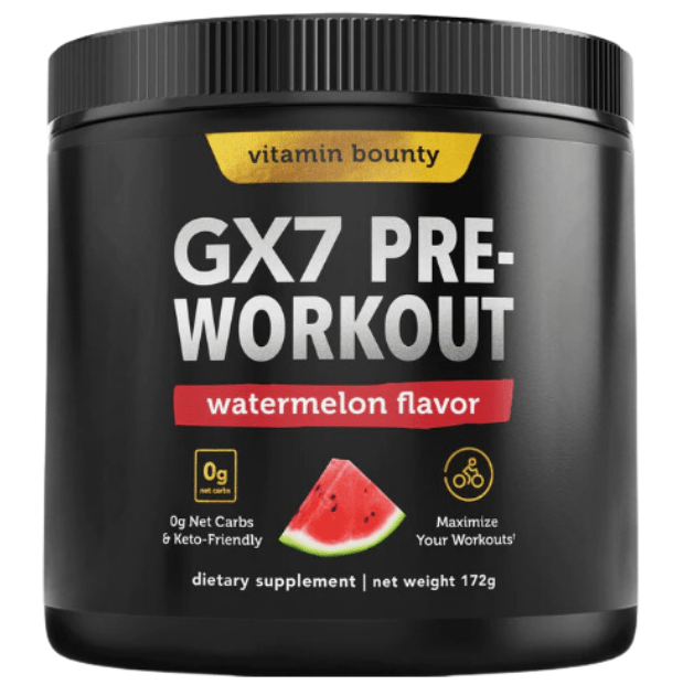 GX7 Pre-Workout Watermelon flavor supplement bottle