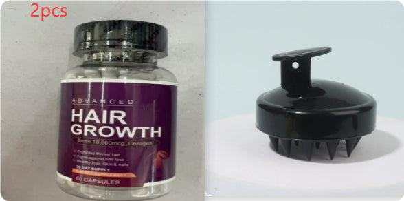 Hair growth supplement capsules bottle with daily nutrition tablets