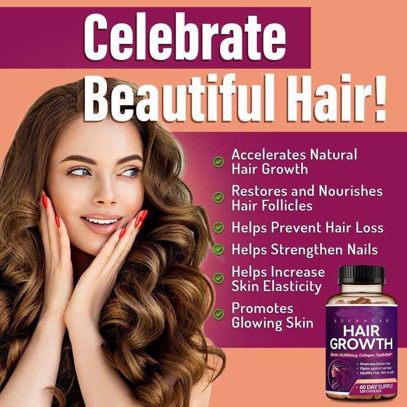 Hair growth supplement capsules bottle with 60 tablets