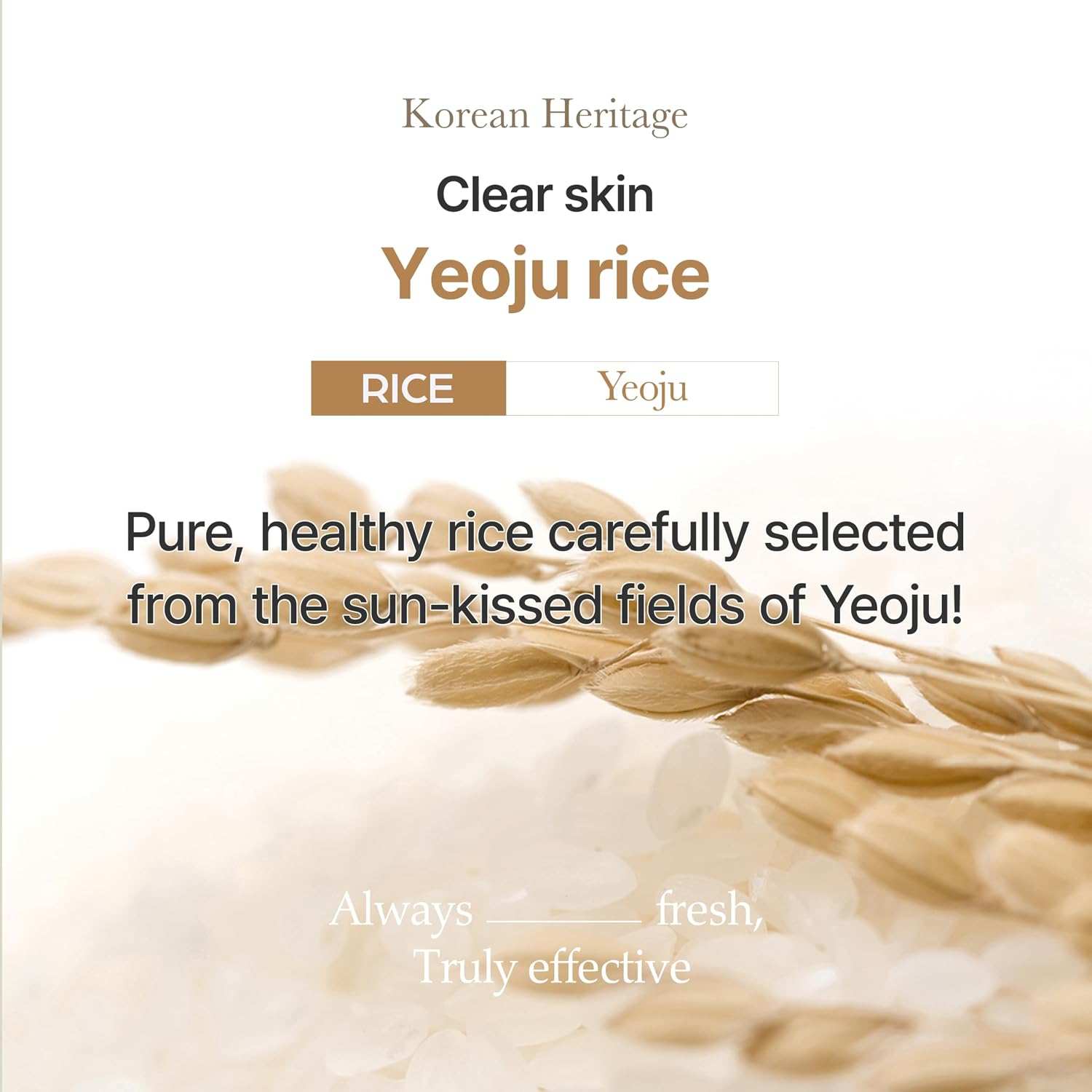 I’m from Rice Toner featuring Korean Heritage branding, Yeoju rice graphics, and brown-and-white text
