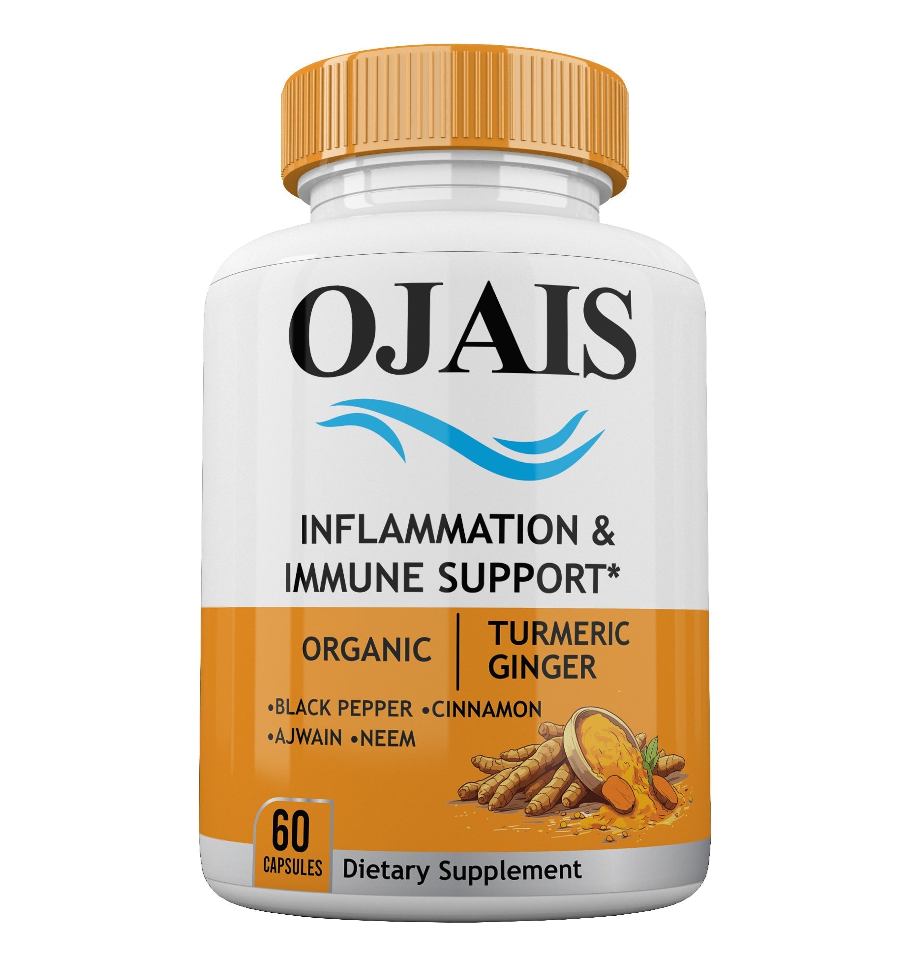 Organic turmeric ginger neem black pepper supplement for inflammation immune support