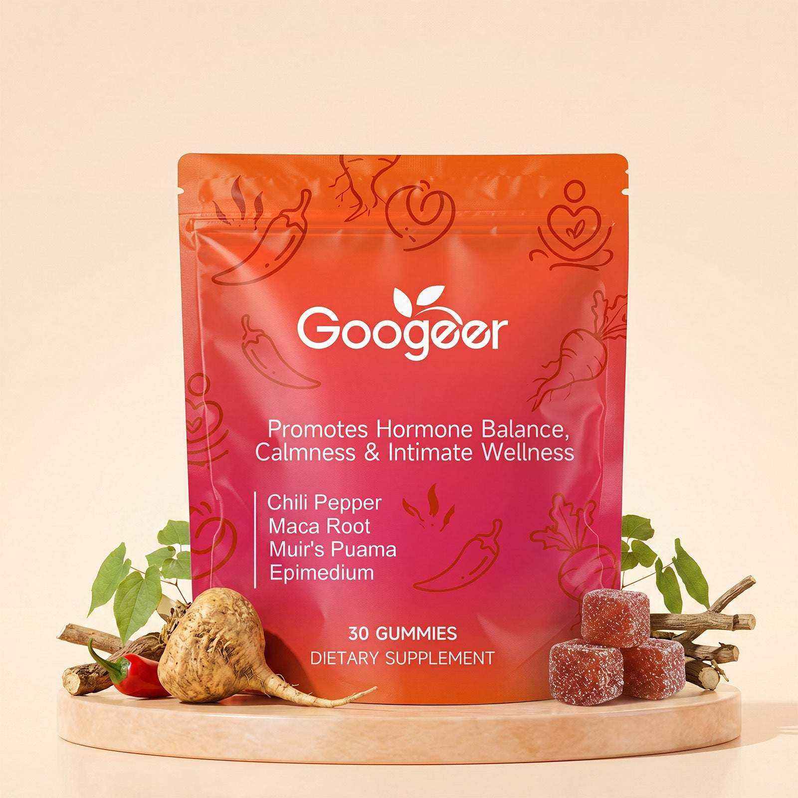 Intimate wellness dietary supplement gummies with natural ingredients