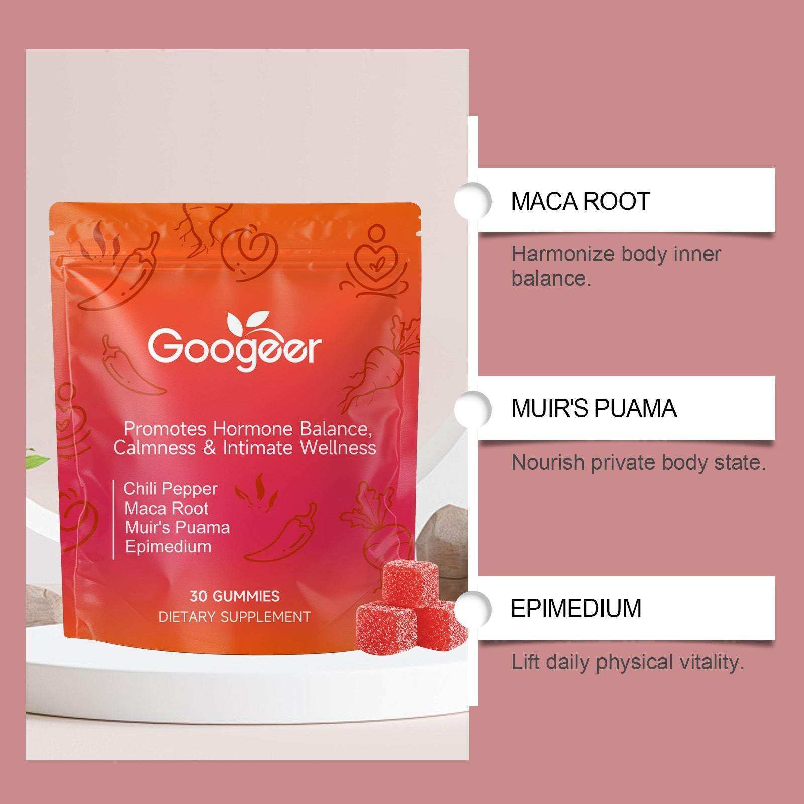 Intimate wellness supplement dietary soft candy gummies with natural ingredients