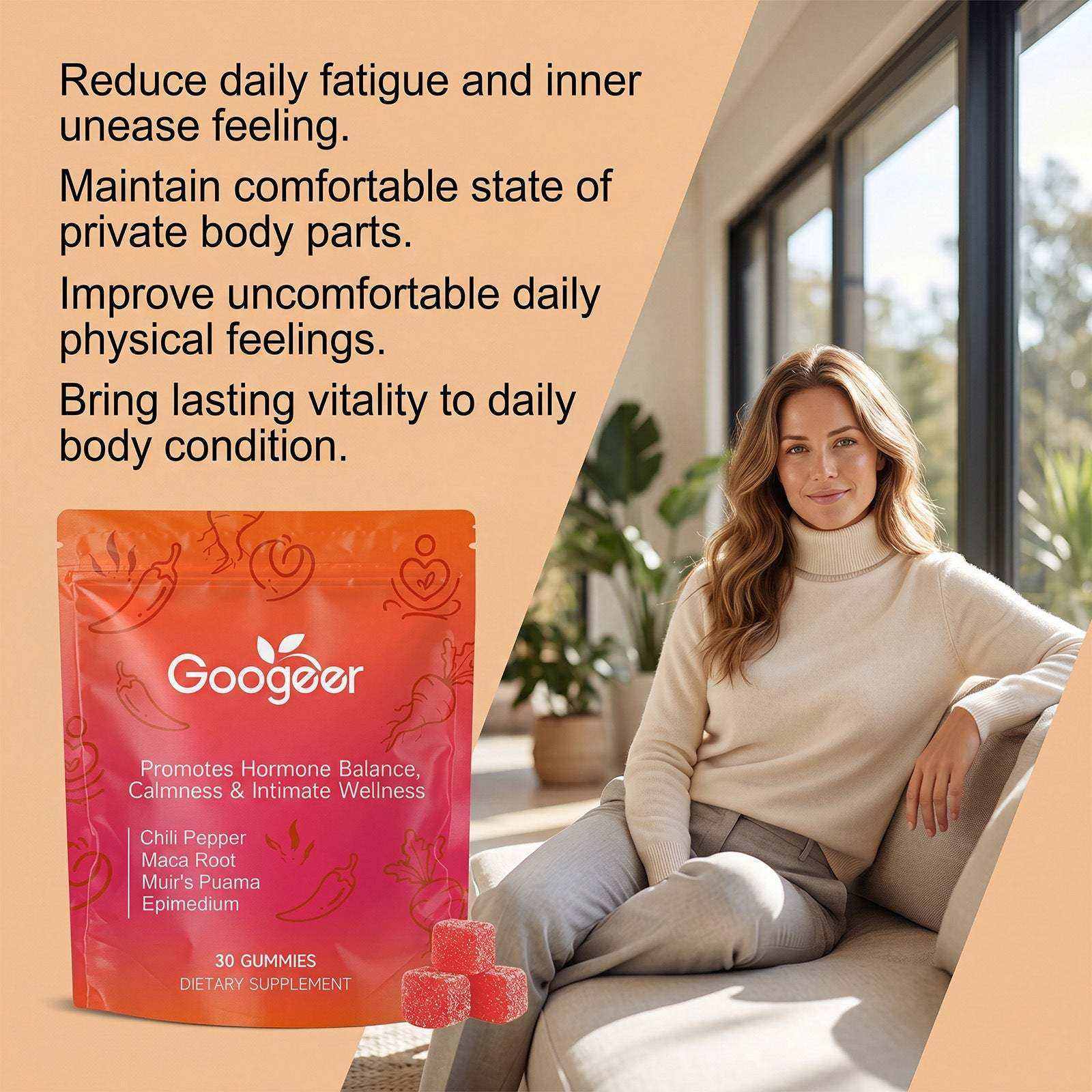 Intimate wellness soft candy supplement with natural ingredients