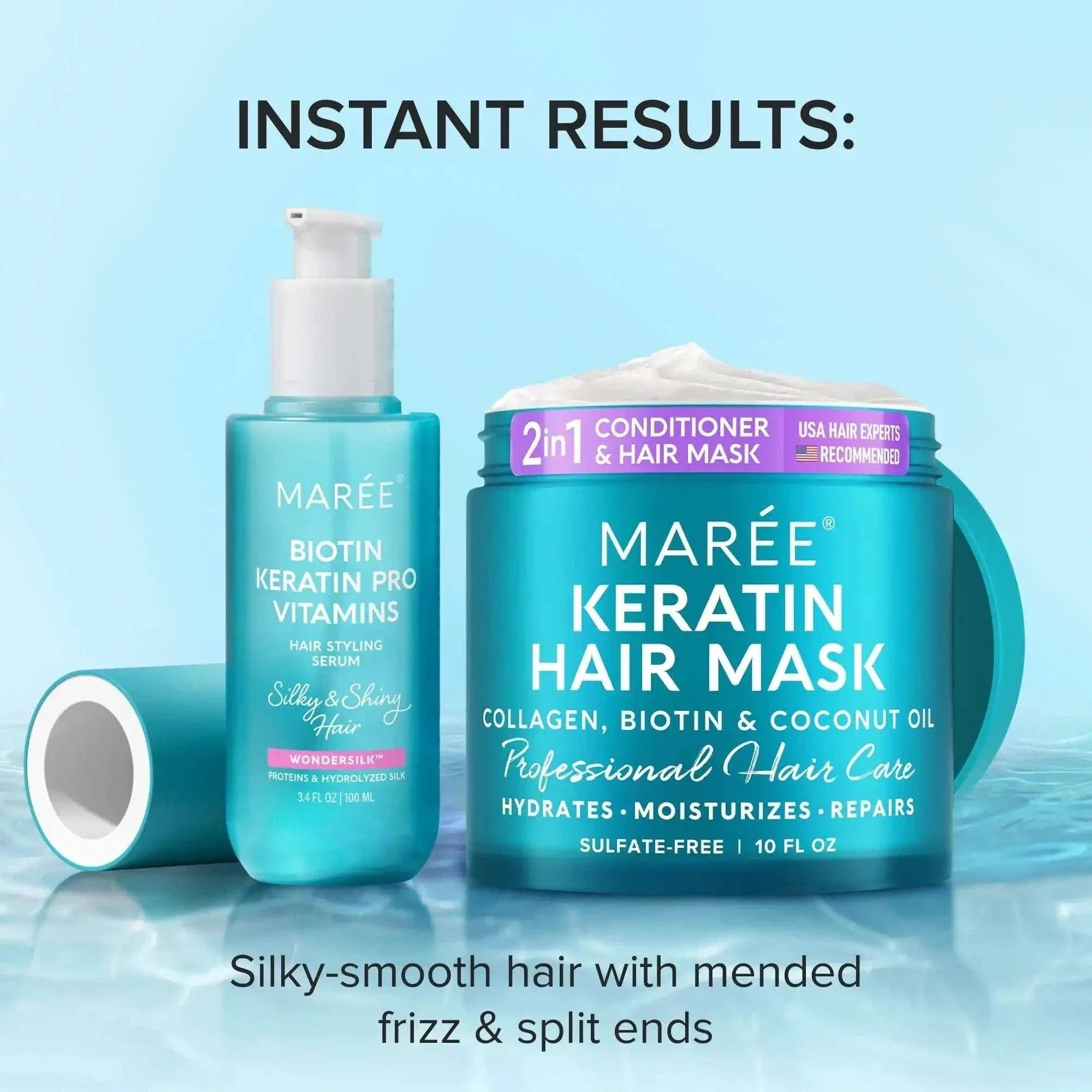 keratin hair mask for dry and damaged hair with biotin and coconut oil