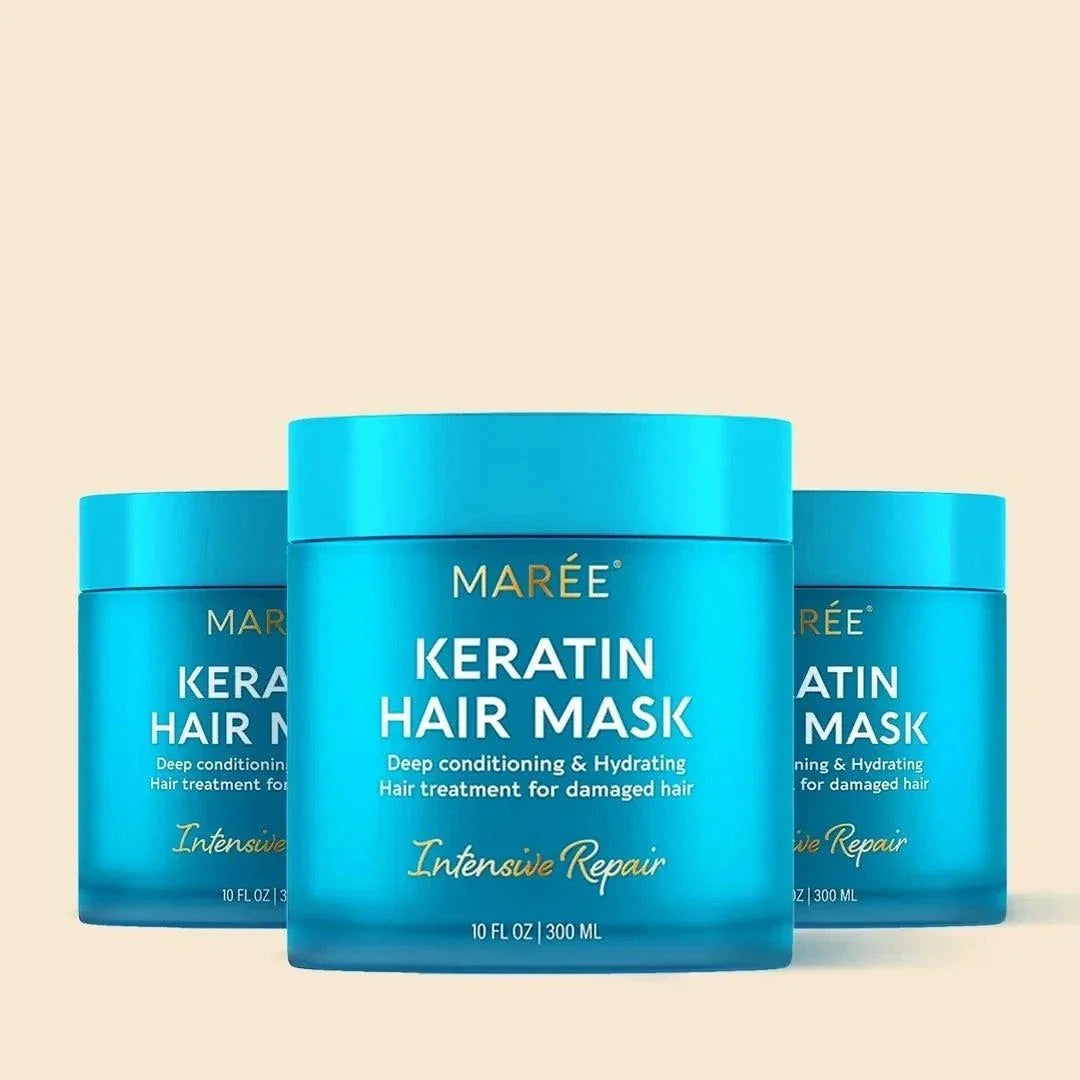 Keratin mask for dry and damaged hair with biotin and coconut oil