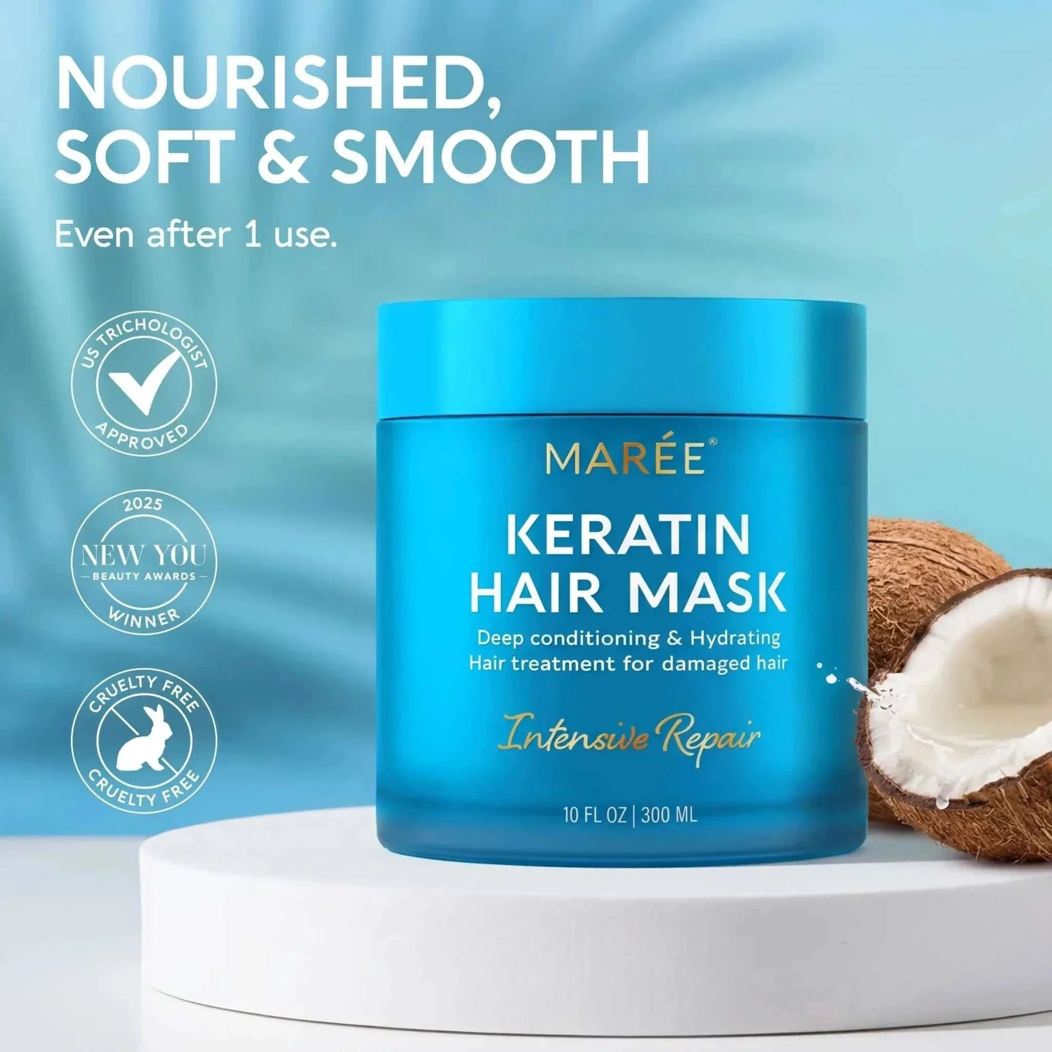 keratin mask for dry and damaged hair with biotin and coconut oil