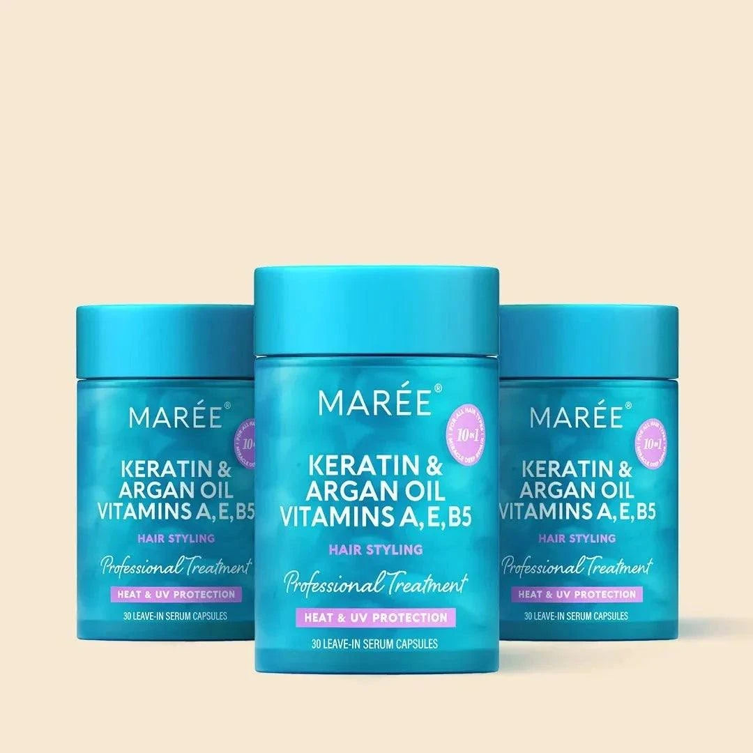 keratin oil capsules for frizz control with shiny smooth hair
