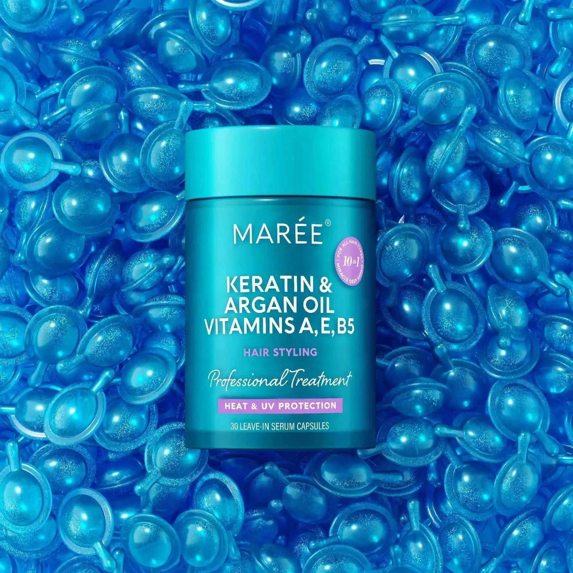Keratin oil capsules for frizz control and shiny hair
