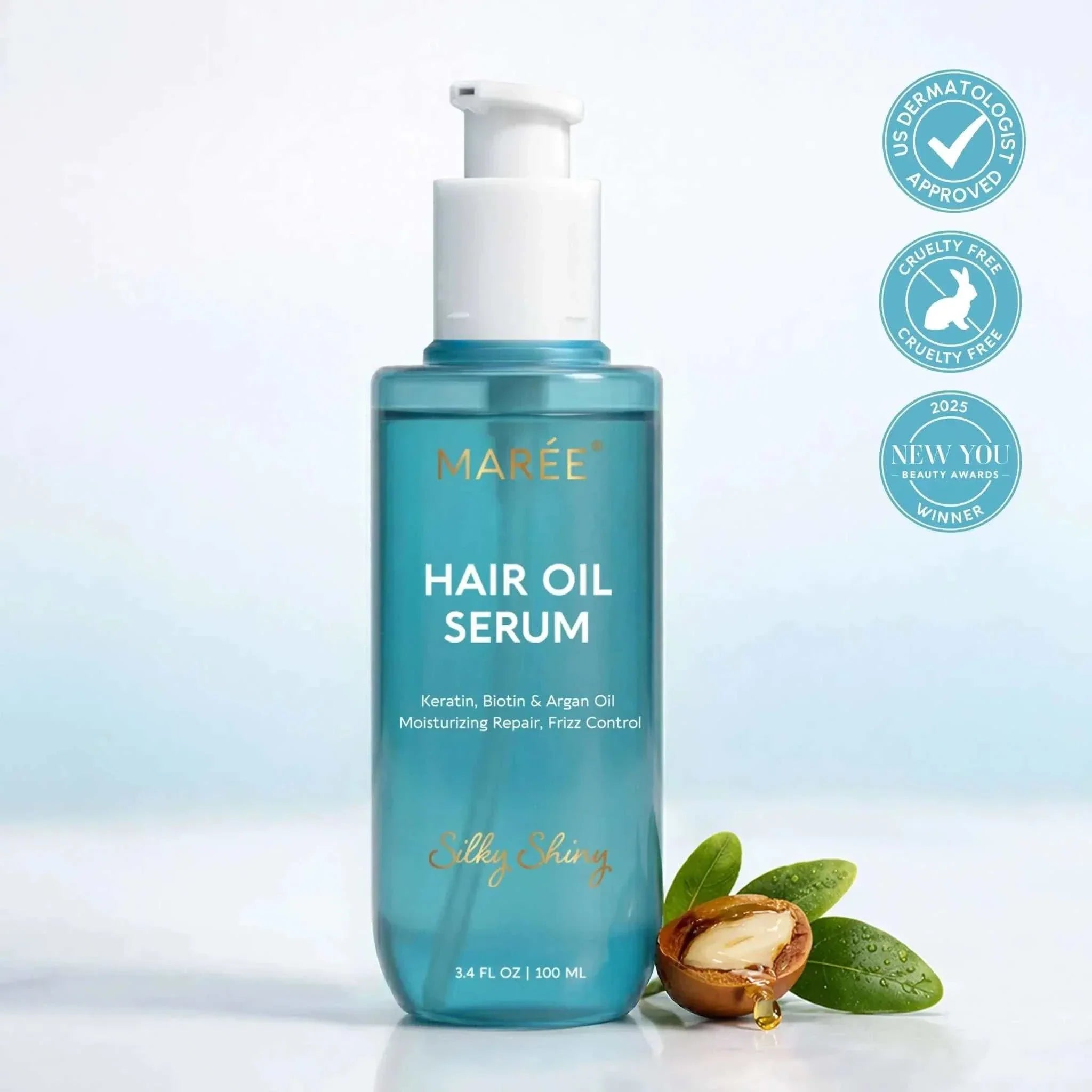 Keratin oil serum bottle for smooth shiny hair