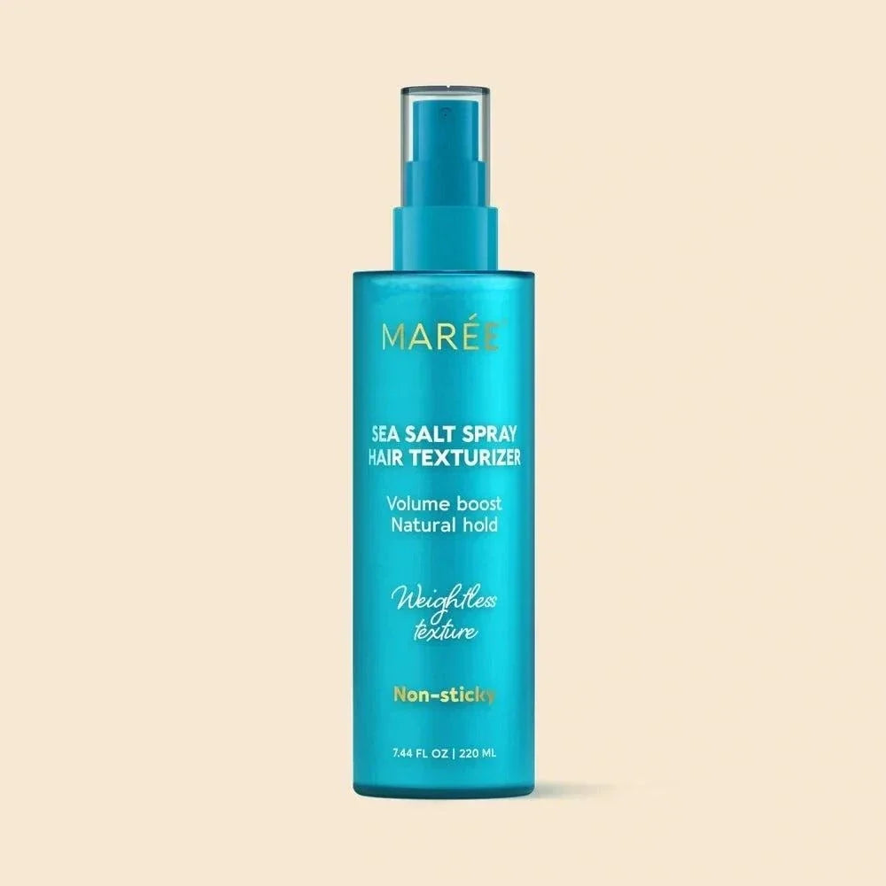 Keratin and sea salt hair texturizer bottle for beachy waves