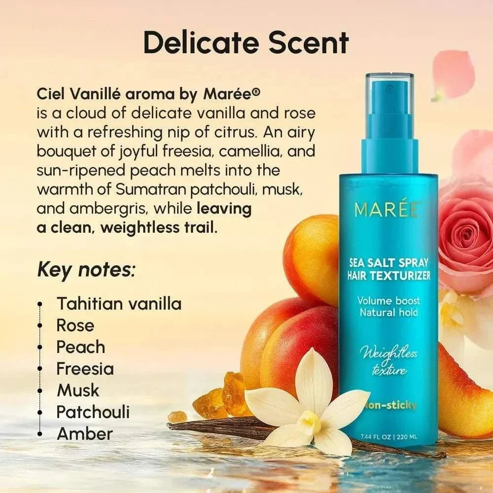 Keratin and sea salt hair texturizer for beachy waves and volume