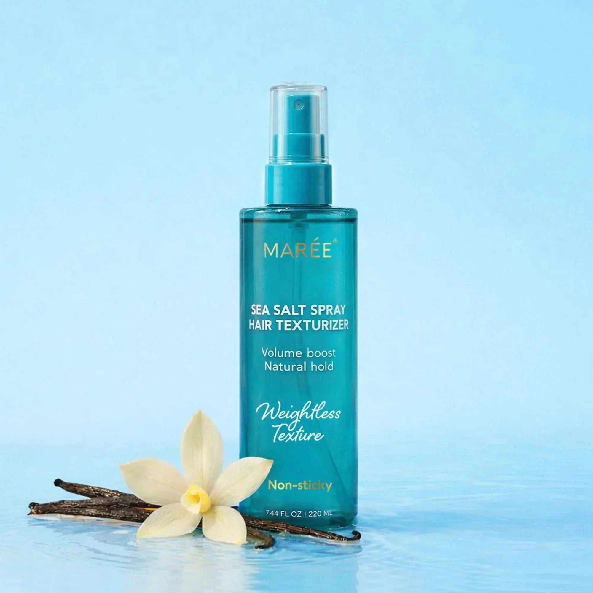 Keratin and sea salt hair texturizer for beachy waves and volume