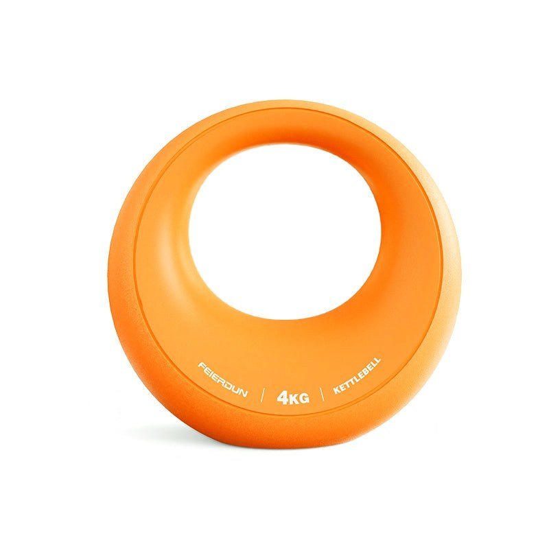 Ladies Fitness Dumbbell in burning orange color, made of ABS and iron with a sleek circular hollow design, 4kg weight