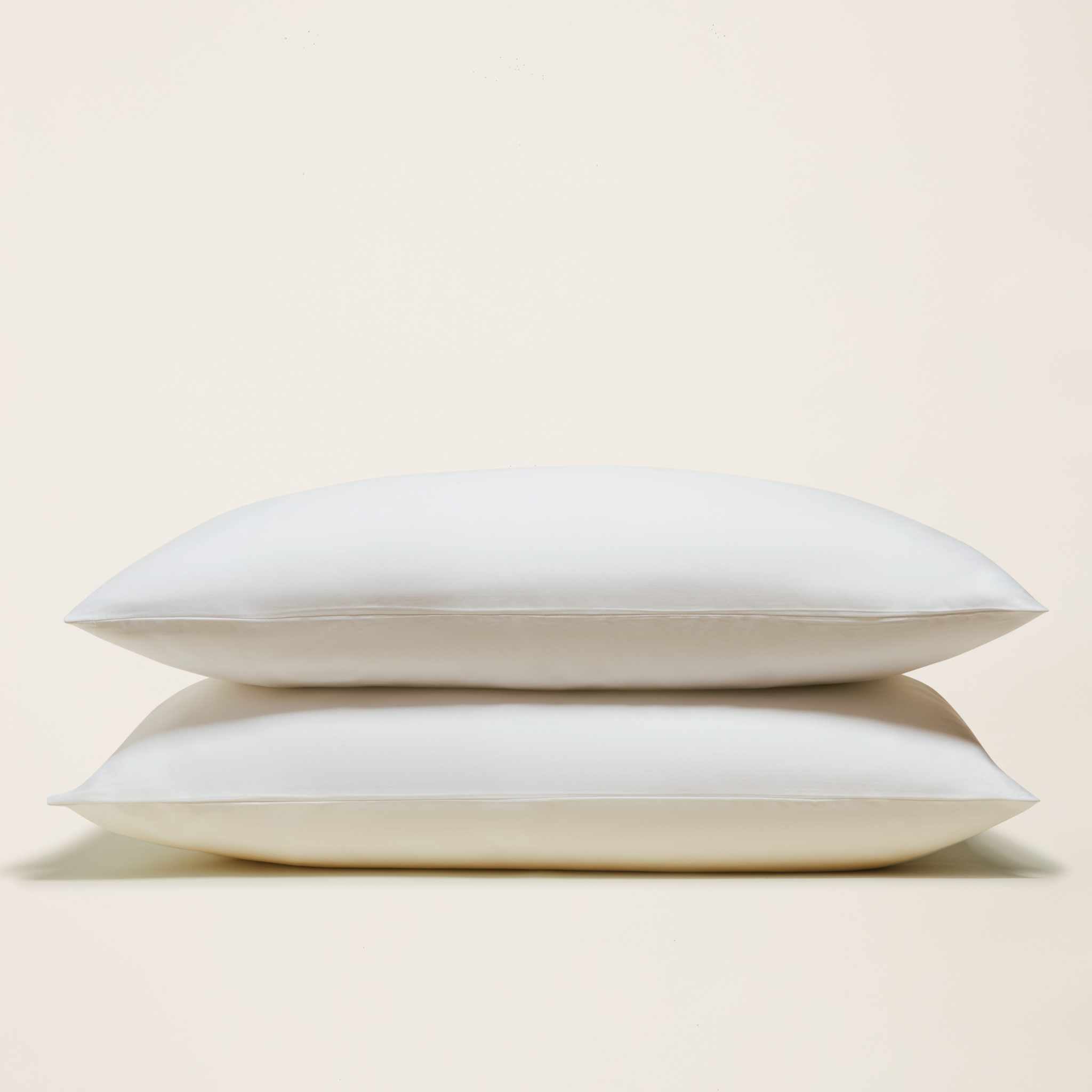 Luxe Australian Sateen Pillowcase Set in smooth white cotton, featuring two pillowcases with clean envelope closures