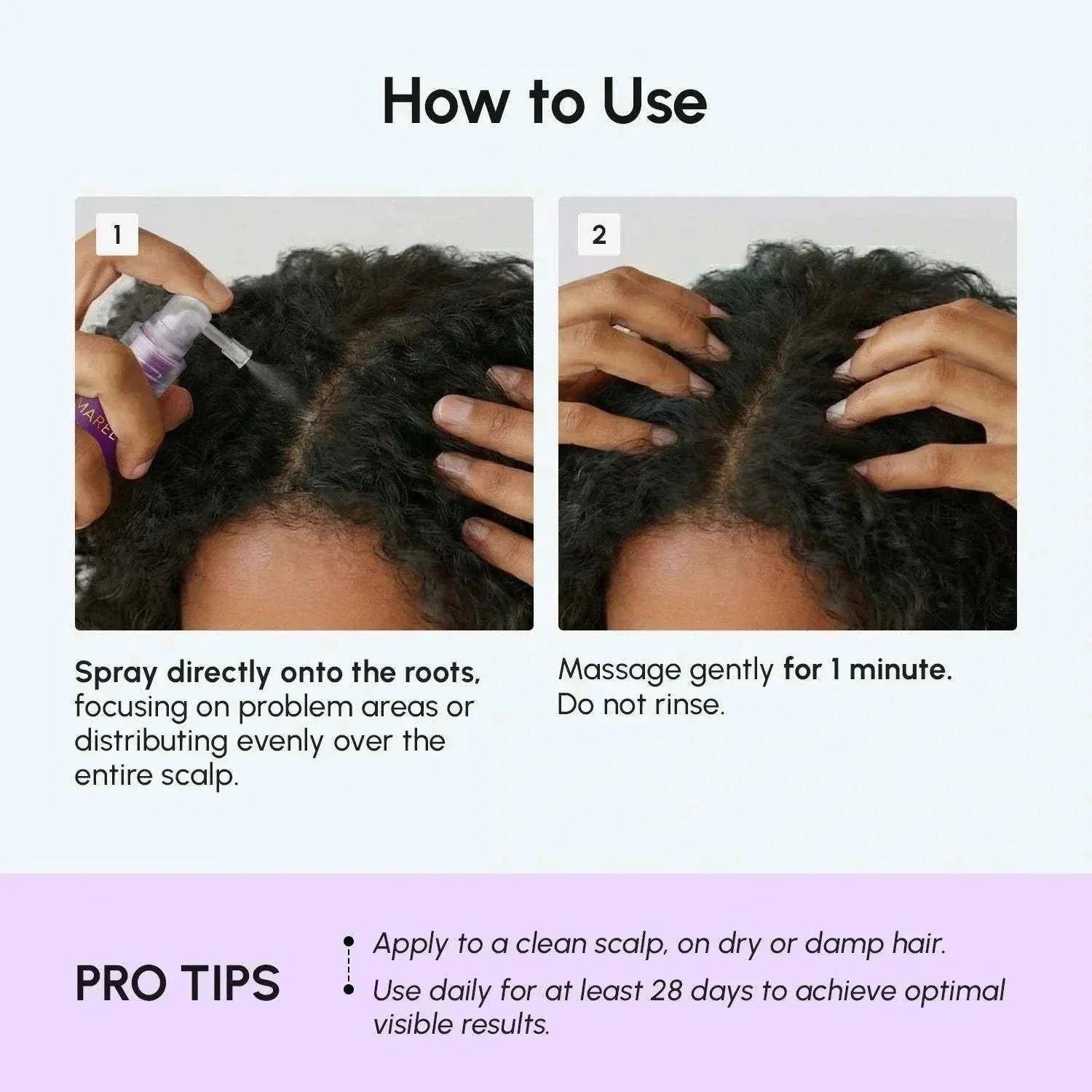 Marée 4-in-1 hair growth spray bottle for fast healthy hair growth
