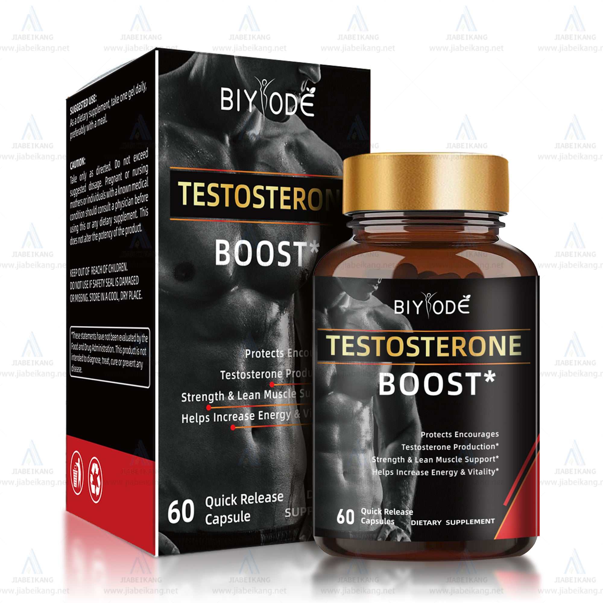 Mens power support capsules testosterone boost supplement bottle