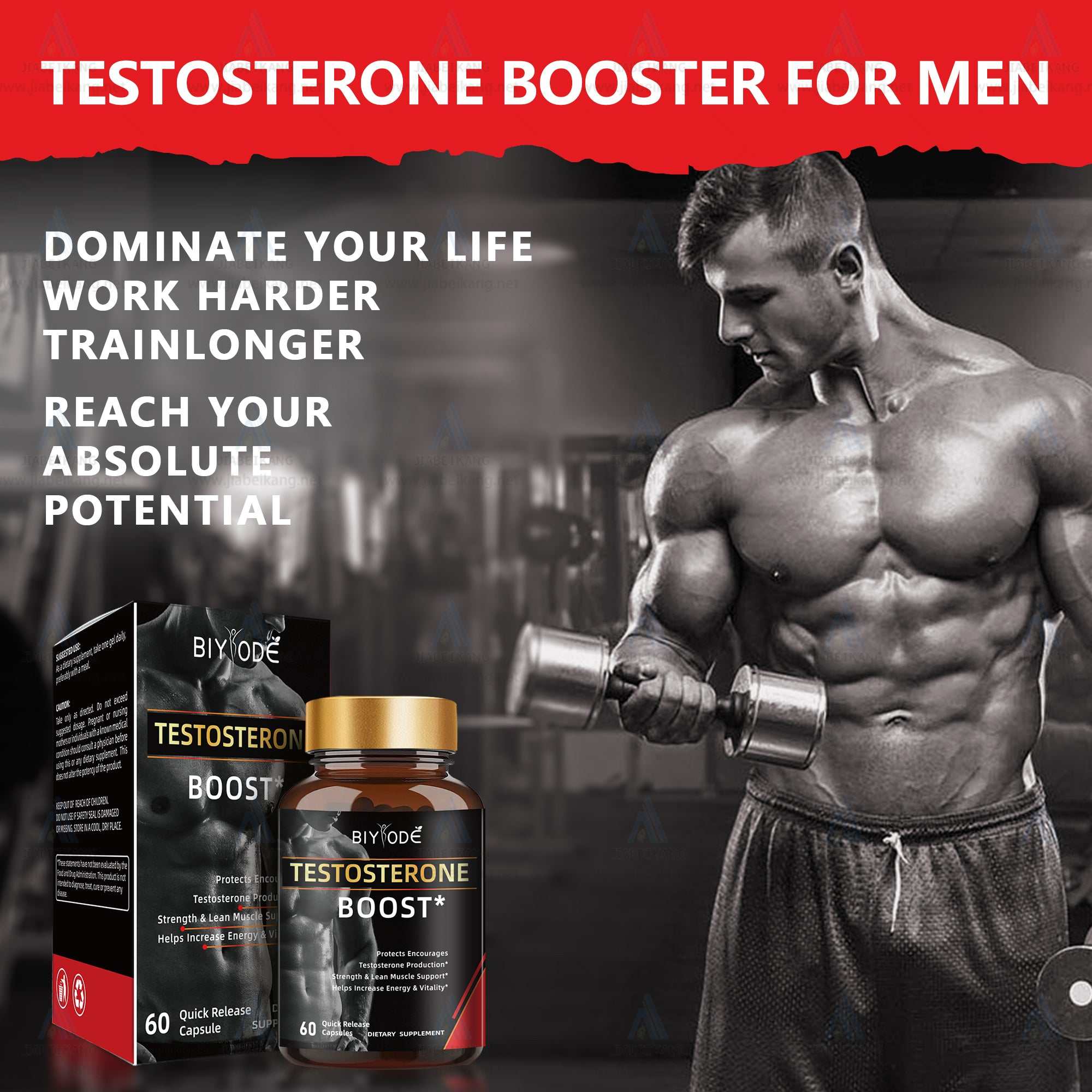 Mens power support testosterone boost supplement capsules