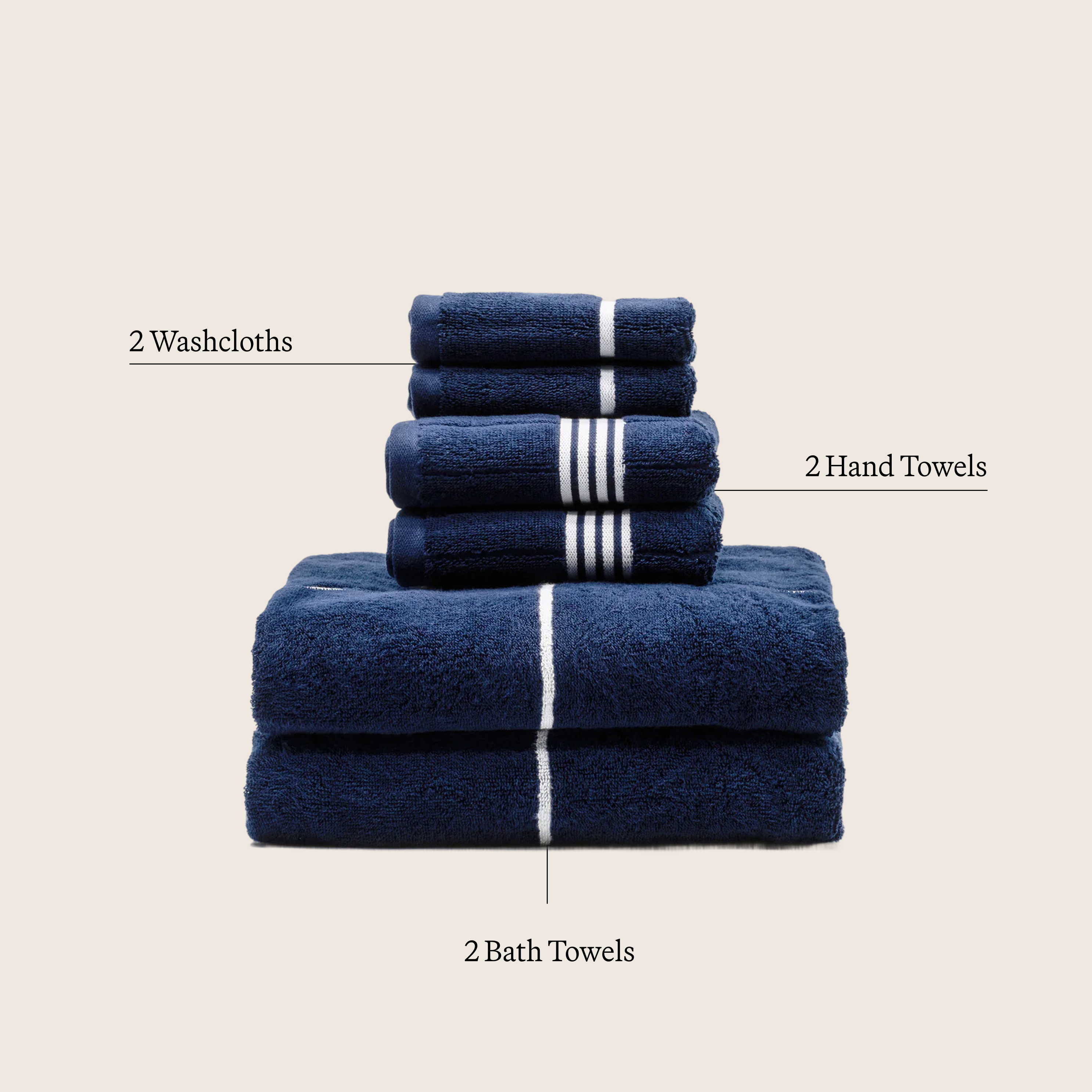 Miramar Australian cotton towels with navy-blue and white windowpane design