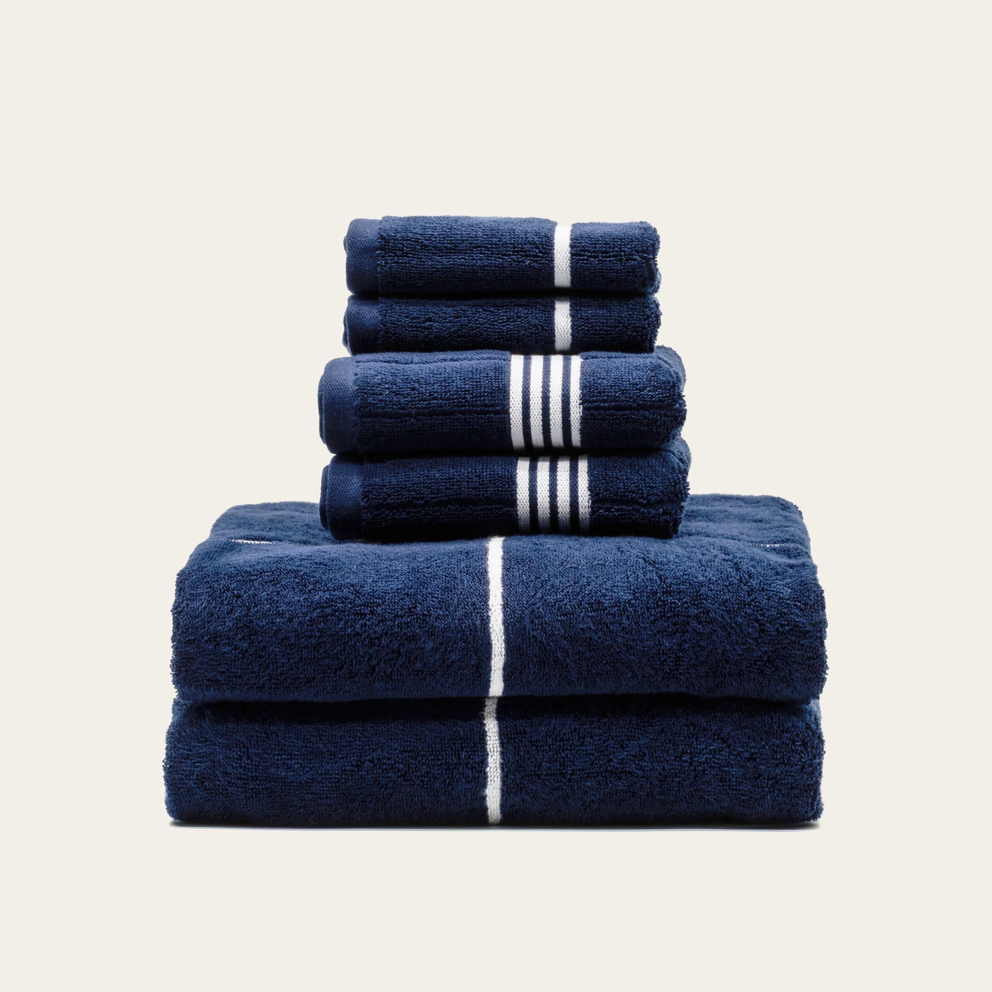 Miramar Australian Cotton Towels navy blue white grid plush soft