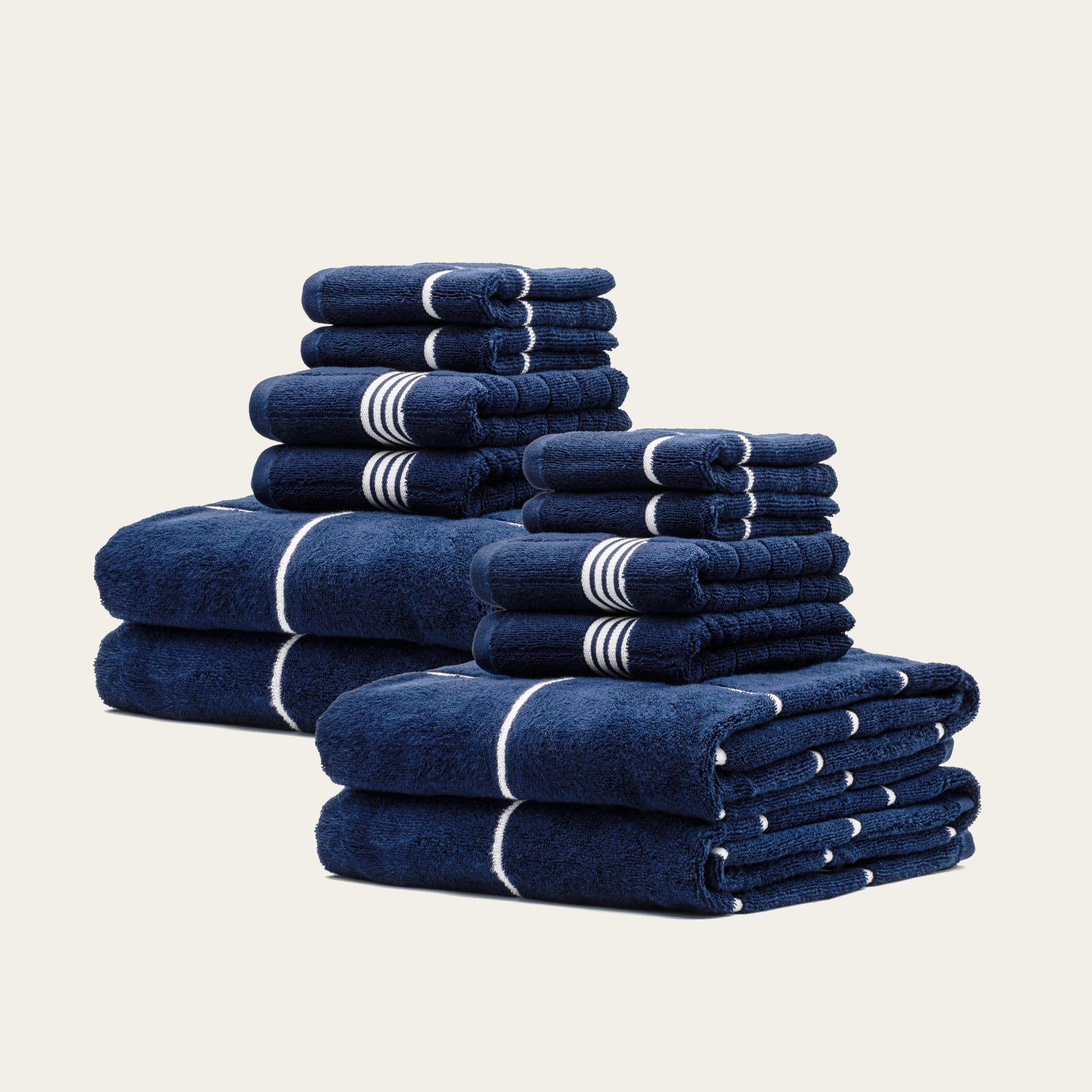 Miramar Australian cotton towels navy-blue-white grid plush 600 GSM