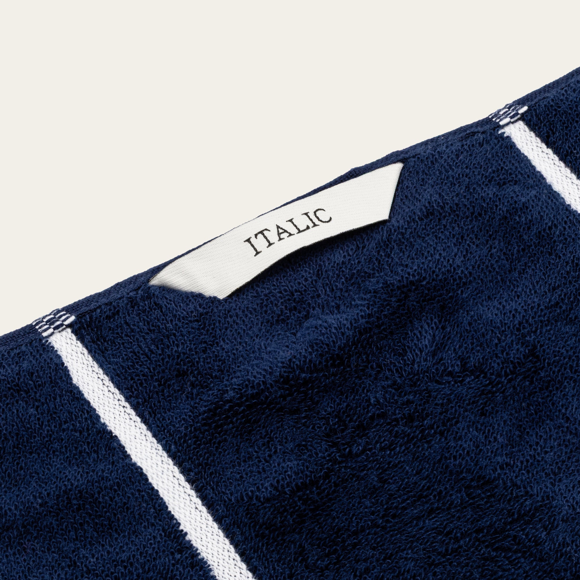 Miramar Australian cotton towels with navy-blue-and-white windowpane grid