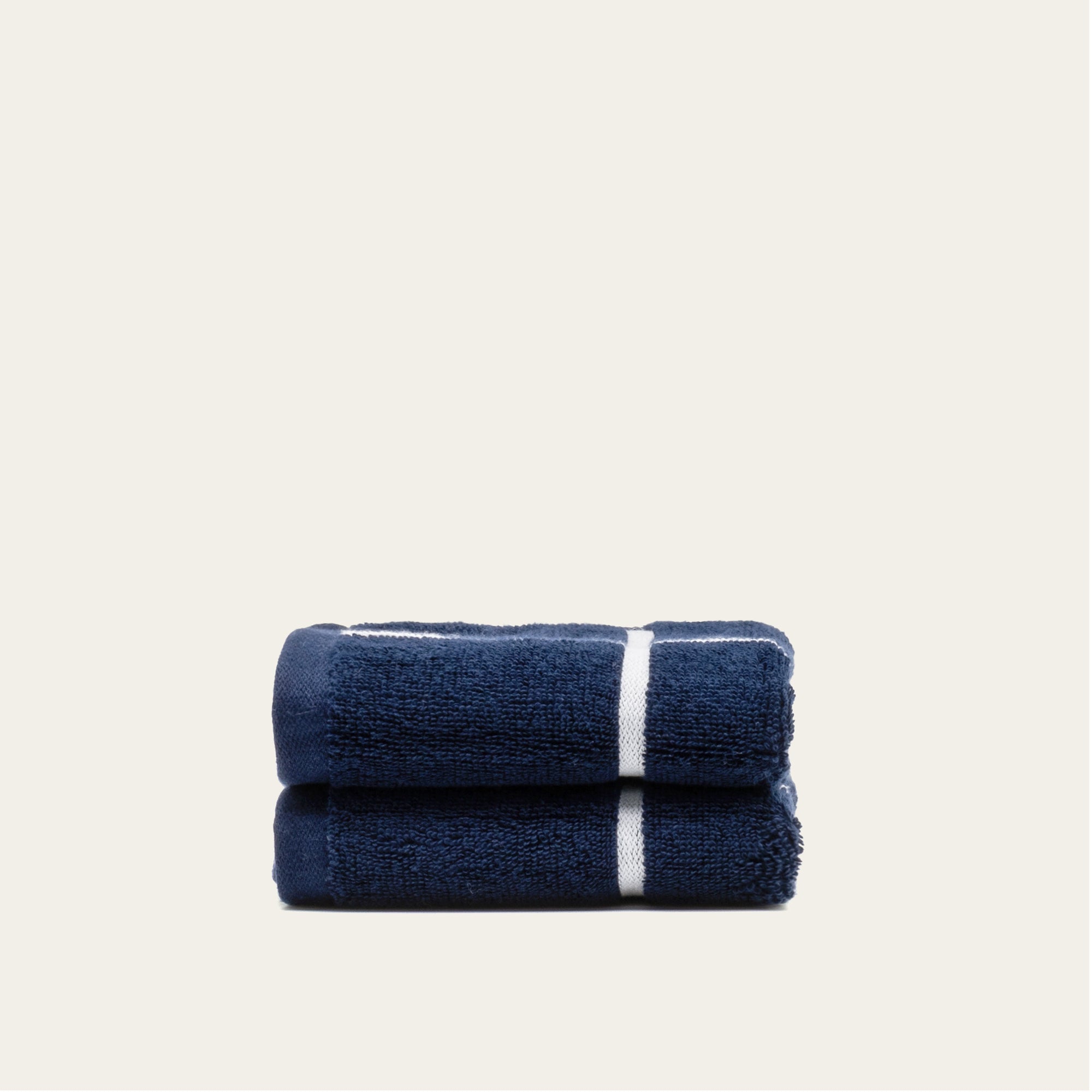 Miramar Australian cotton towels with navy-blue and white windowpane grid