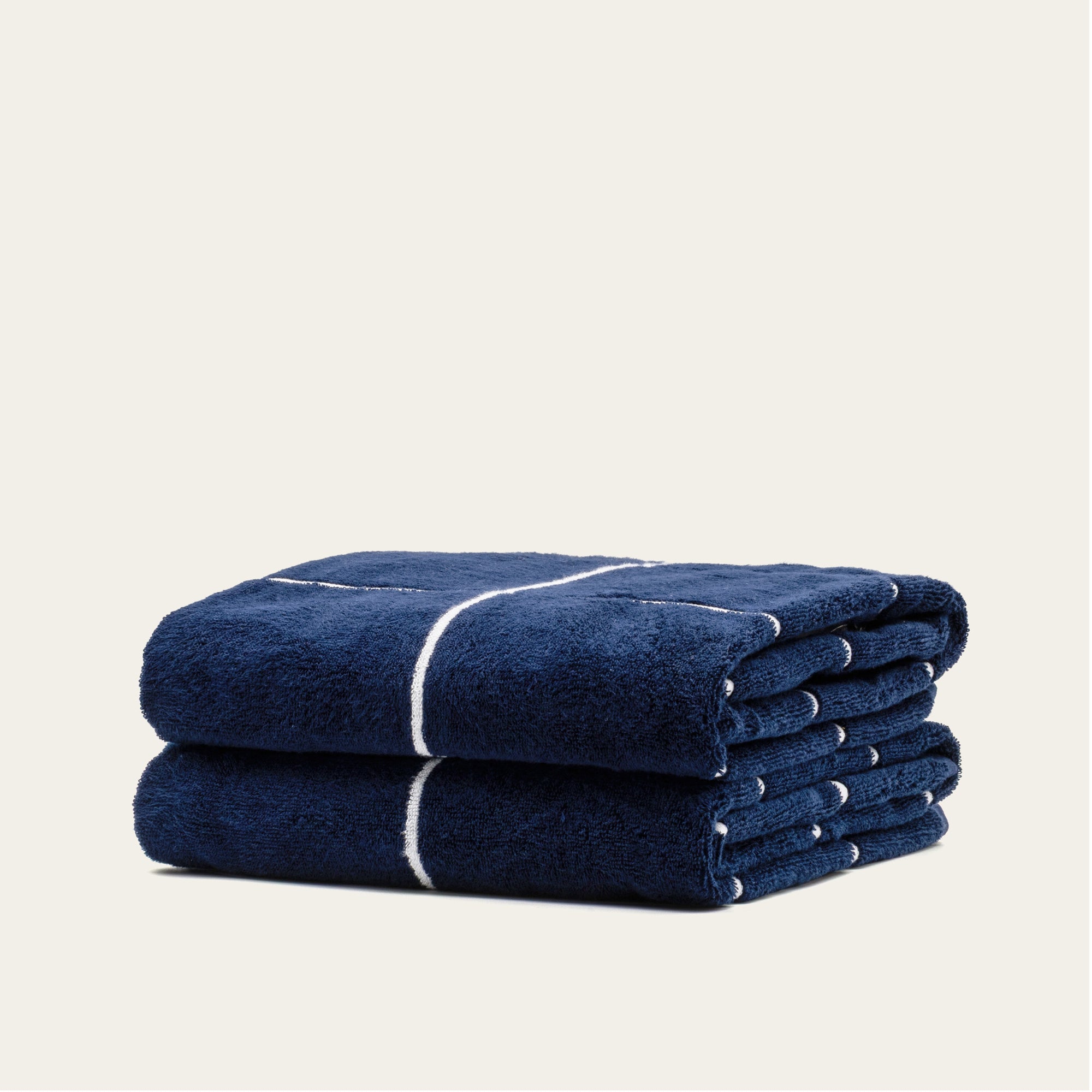 Miramar Australian cotton towels navy blue and white windowpane design