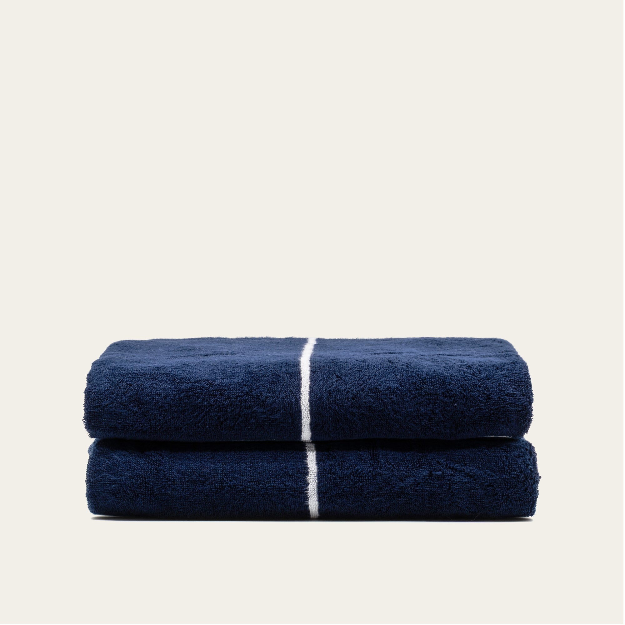 Miramar Australian cotton towels with navy-blue-and-white windowpane grid