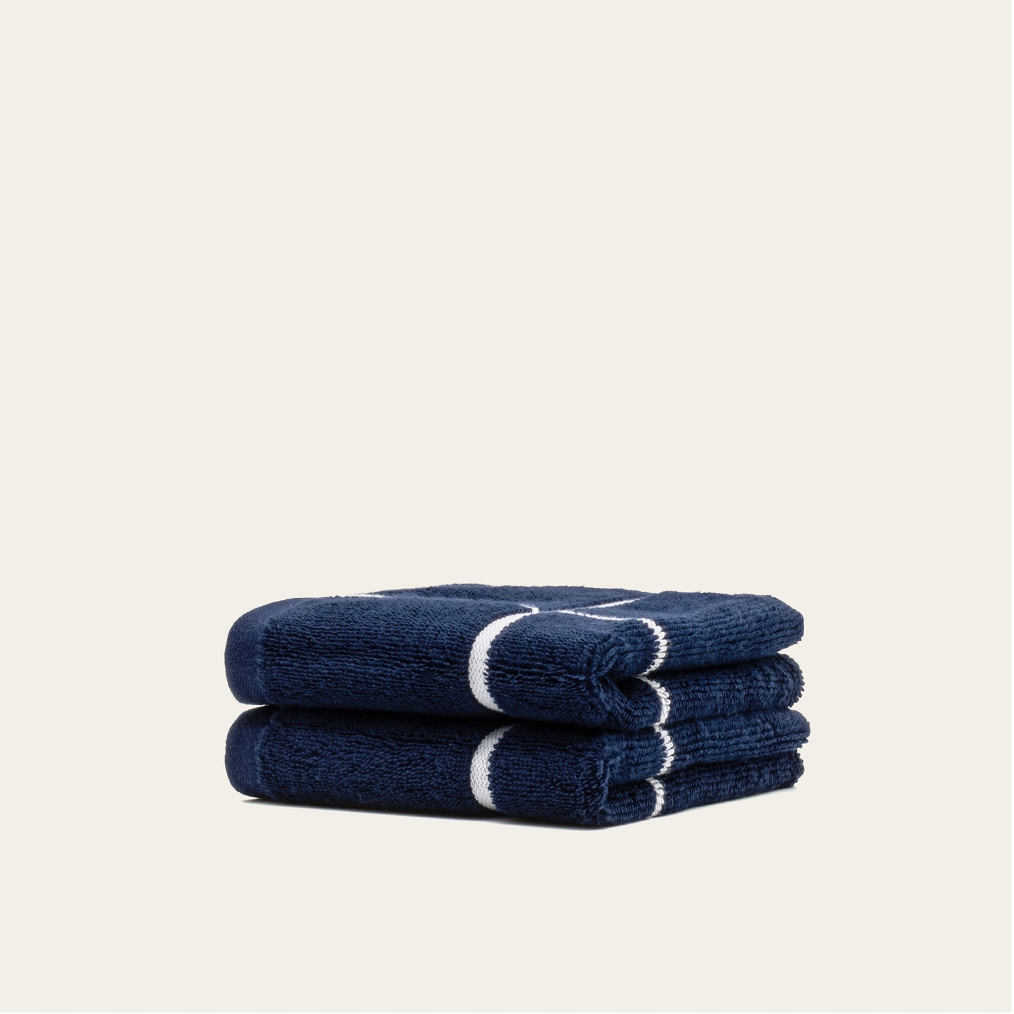 Miramar Australian cotton towels with navy-blue-and-white windowpane grid