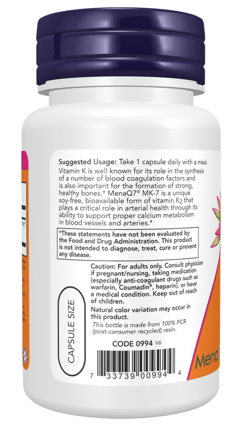 MK-7 Vitamin K-2 supplement bottle supporting bone and cardiovascular health