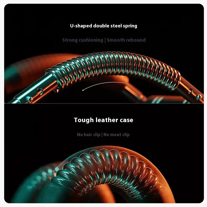 Multi-functional U-shaped Arm Strengthener featuring a shiny steel spring with strong cushioning and a tough black leather case for grip.