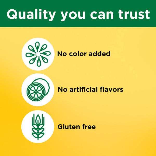 Nature Made Stress B-Complex quality assurance label highlighting no color added, no artificial flavors, and gluten free