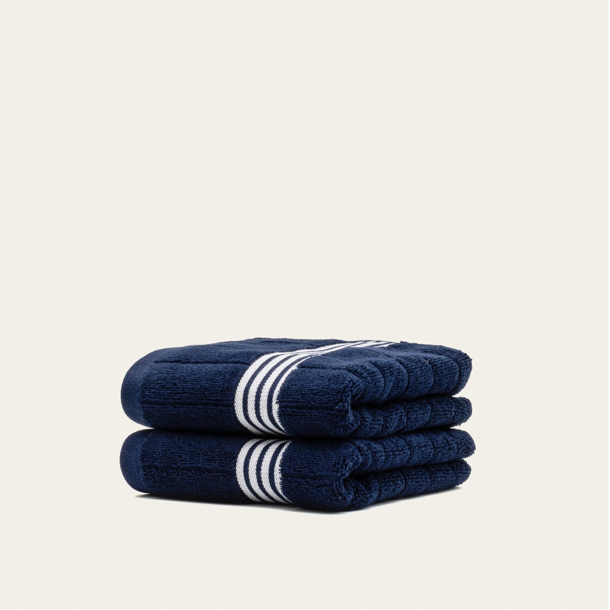 Nautilus Australian cotton navy blue and white striped towels set
